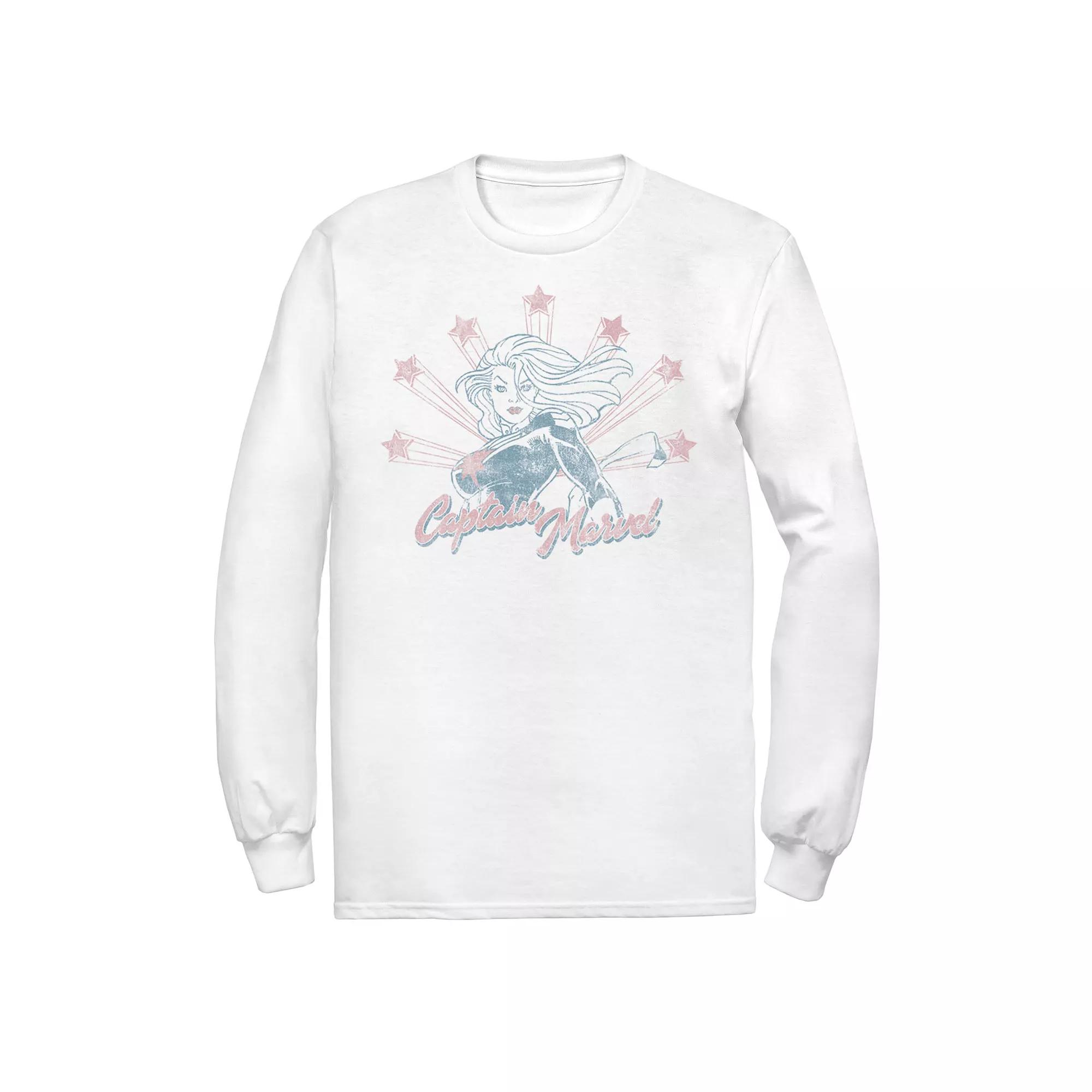 Men's Captain Marvel Stars Distressed Portrait Tee,  Product Image