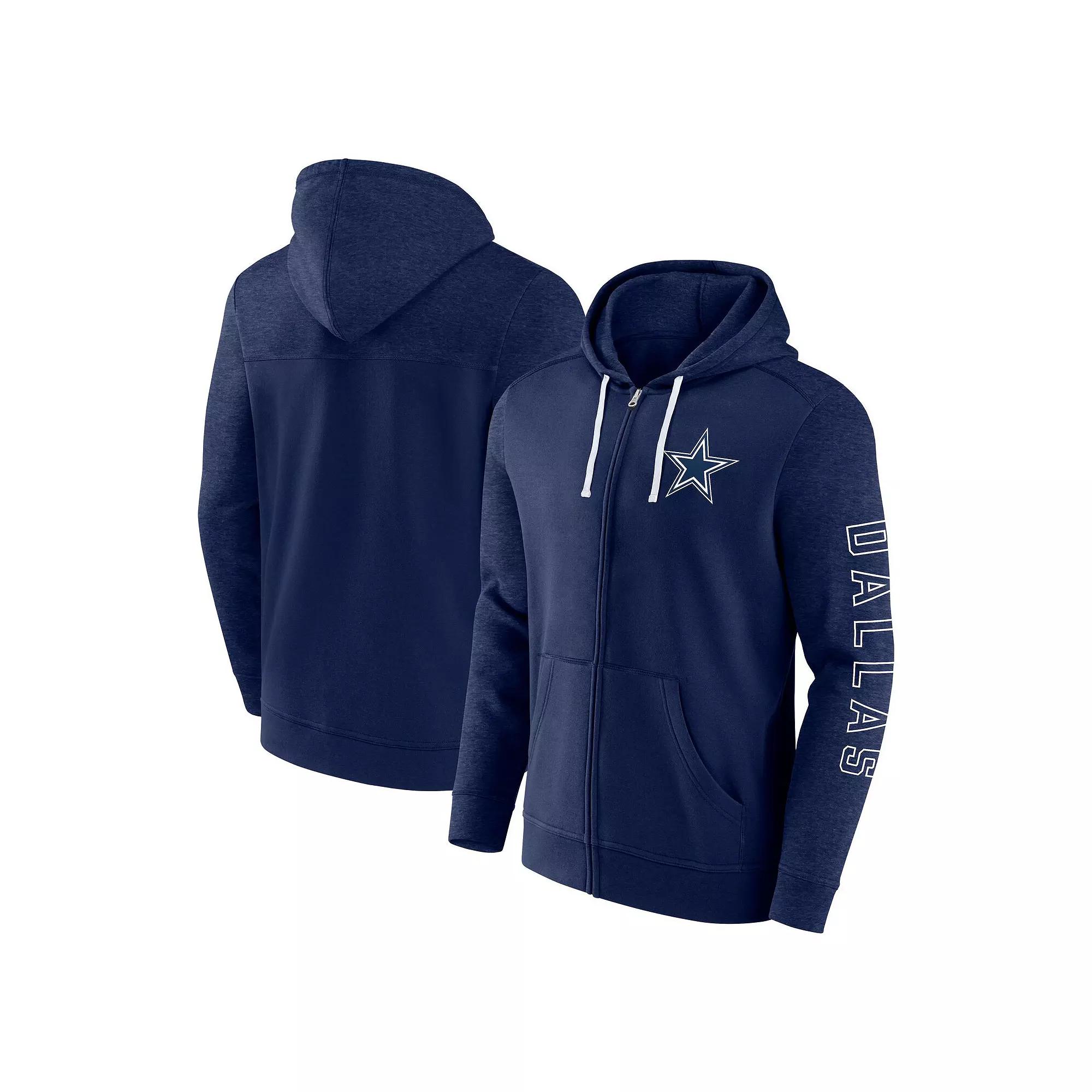 Men's Fanatics Branded Heather Navy Dallas Cowboys Offensive Lineup Hoodie Full-Zip Jacket, Size: Small, Blue Product Image