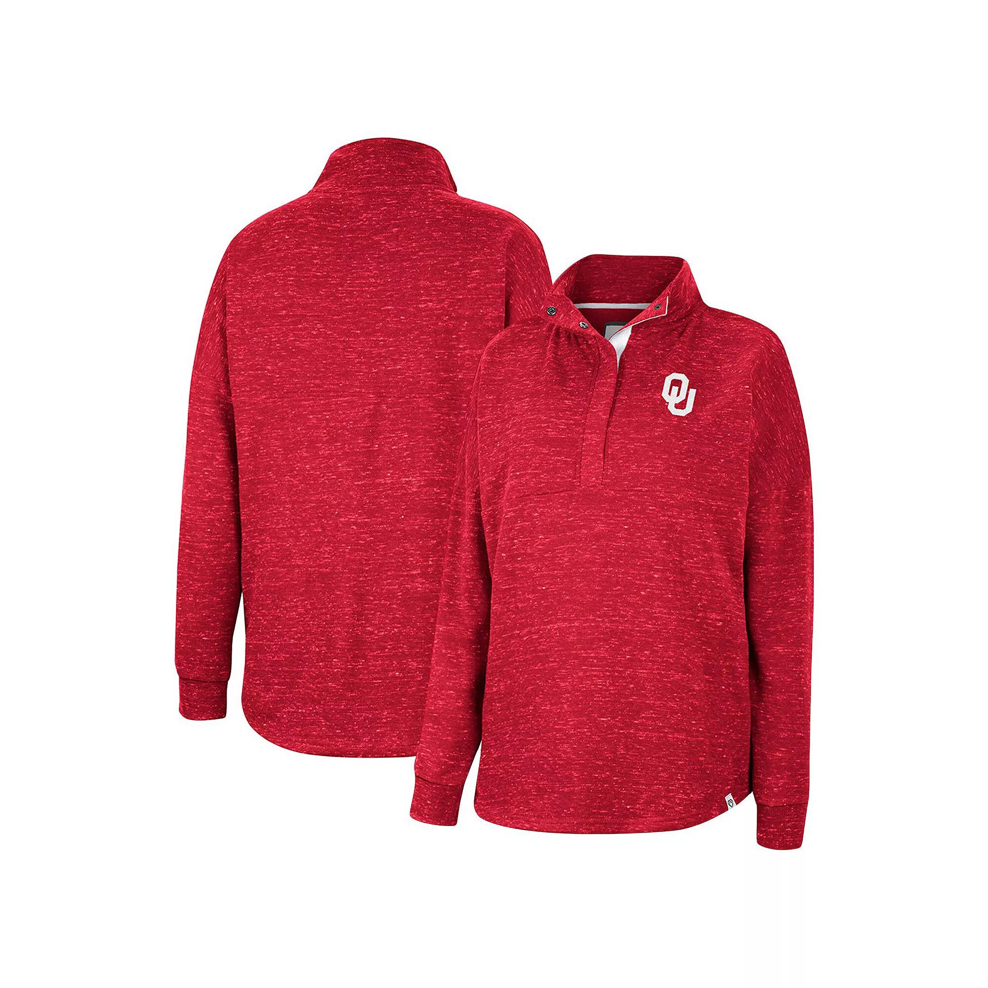 Women's Colosseum Crimson Oklahoma Sooners Natalie Speckled Quarter-Snap Top,  Product Image