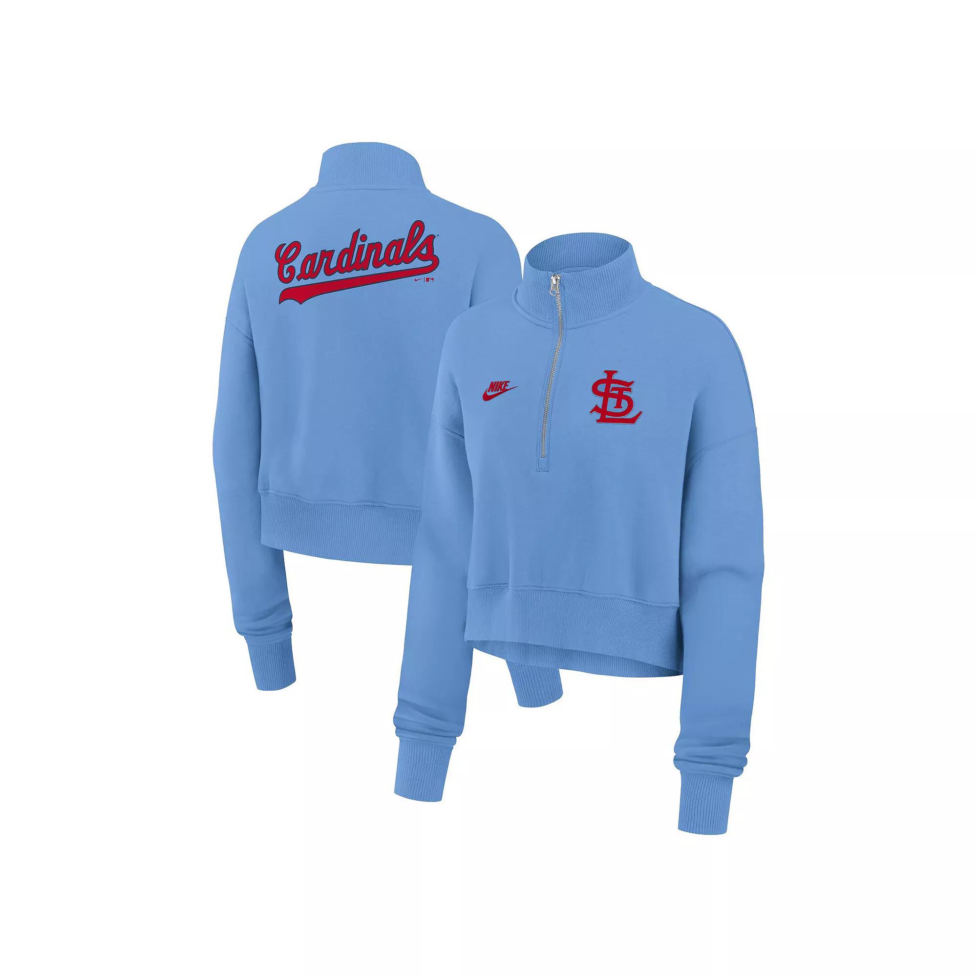 Women's Nike Light Blue St. Louis Cardinals Cooperstown Collection Phoenix Fleece Half-Zip Sweatshirt,  Product Image