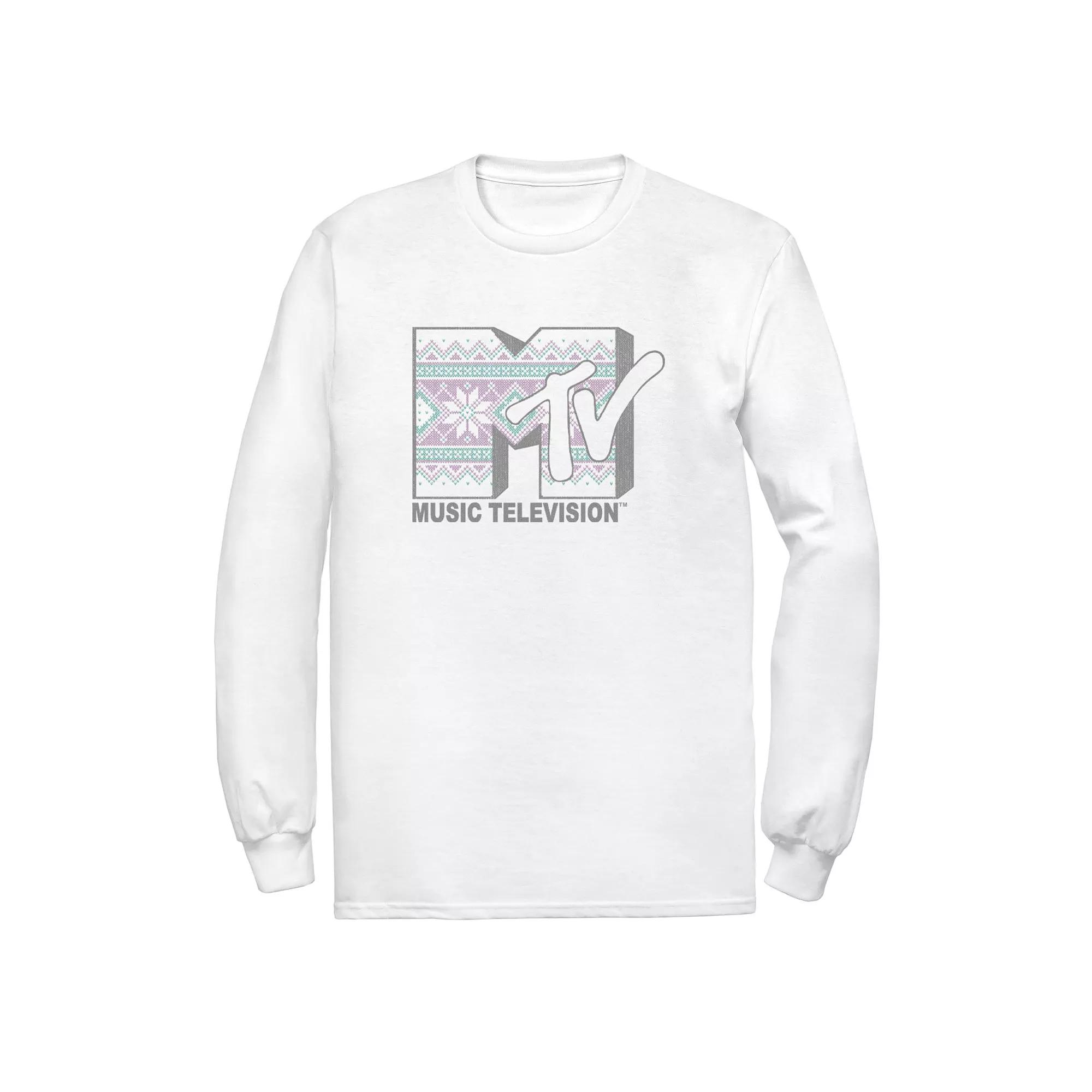 Men's MTV Stitched Logo Tee, Size: XL, White Product Image