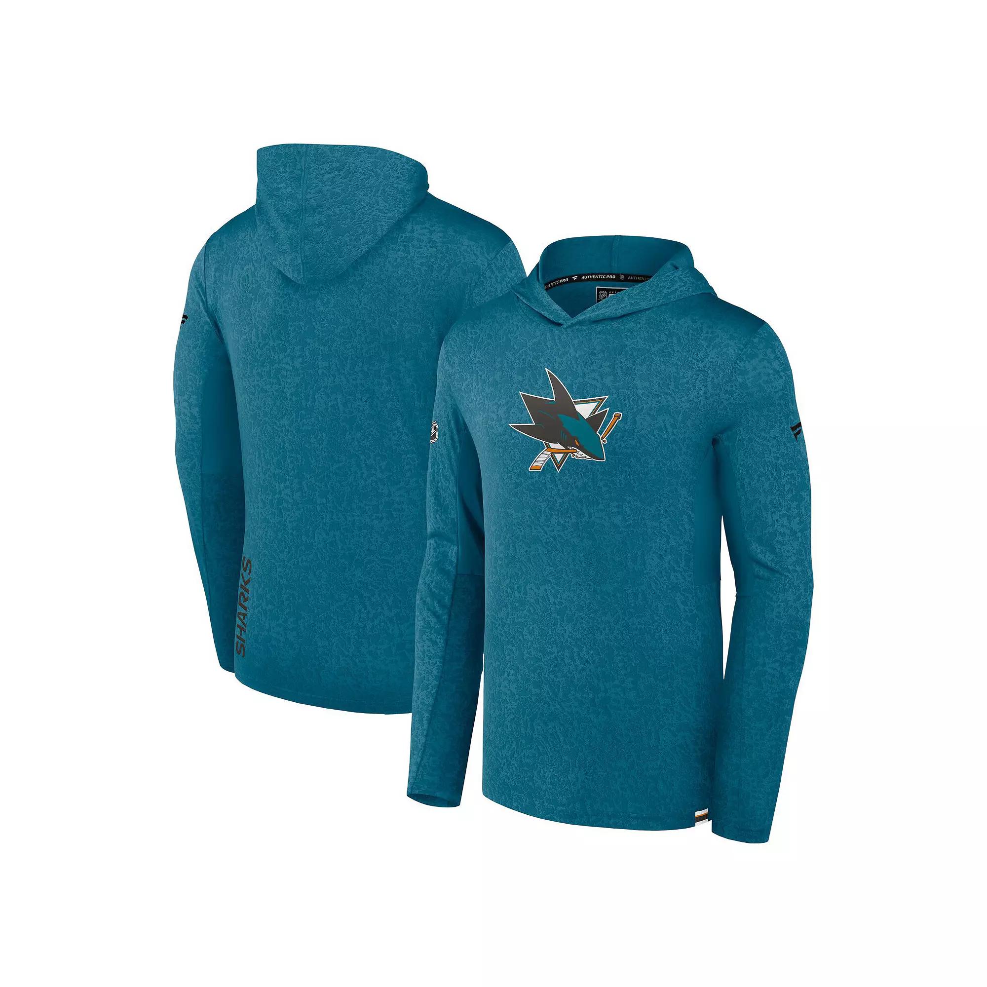 Men's Fanatics Branded Teal San Jose Sharks Authentic Pro Lightweight Pullover Hoodie,  Product Image