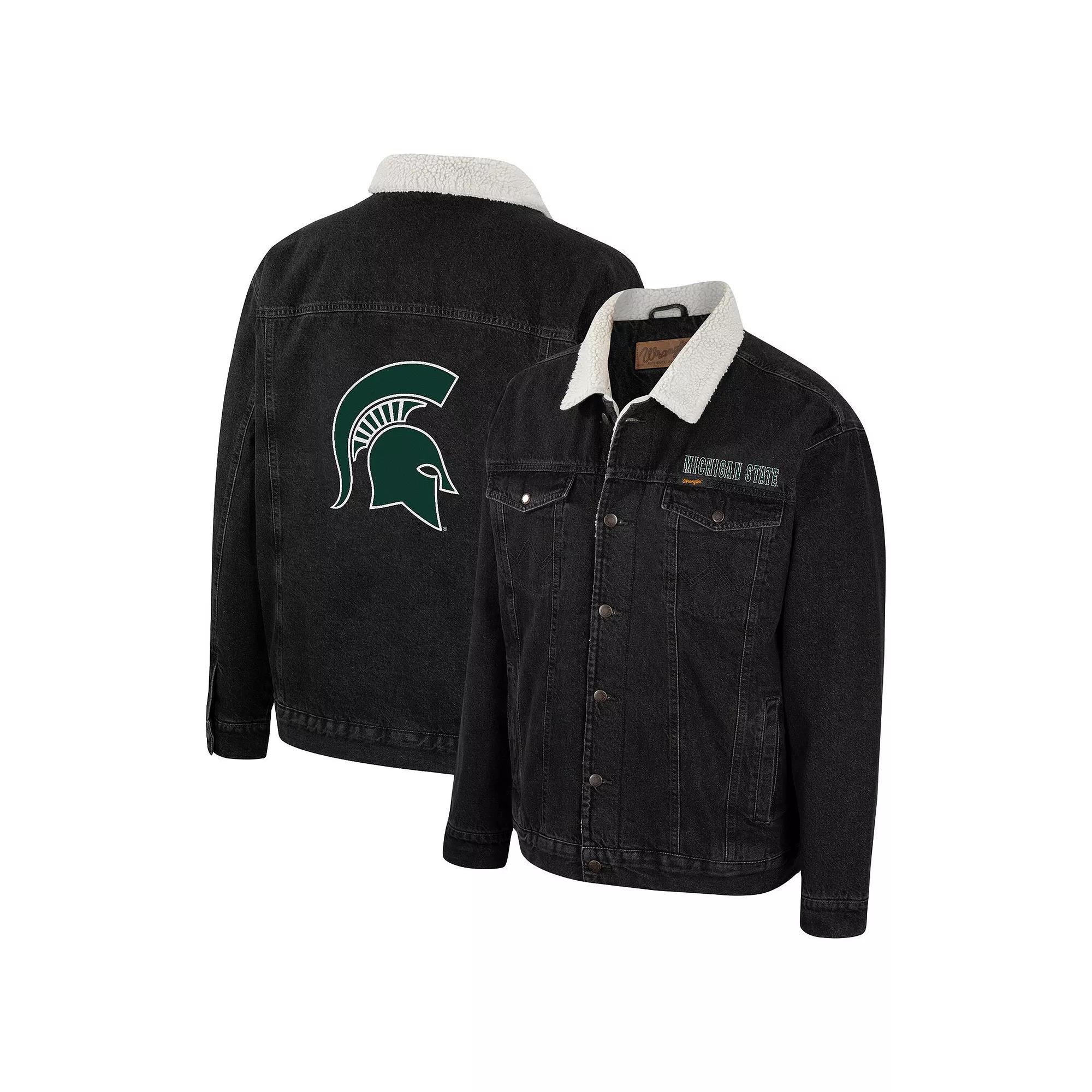 Men's Colosseum x Wrangler Charcoal Michigan State Spartans Western Button-Up Denim Jacket,  Product Image