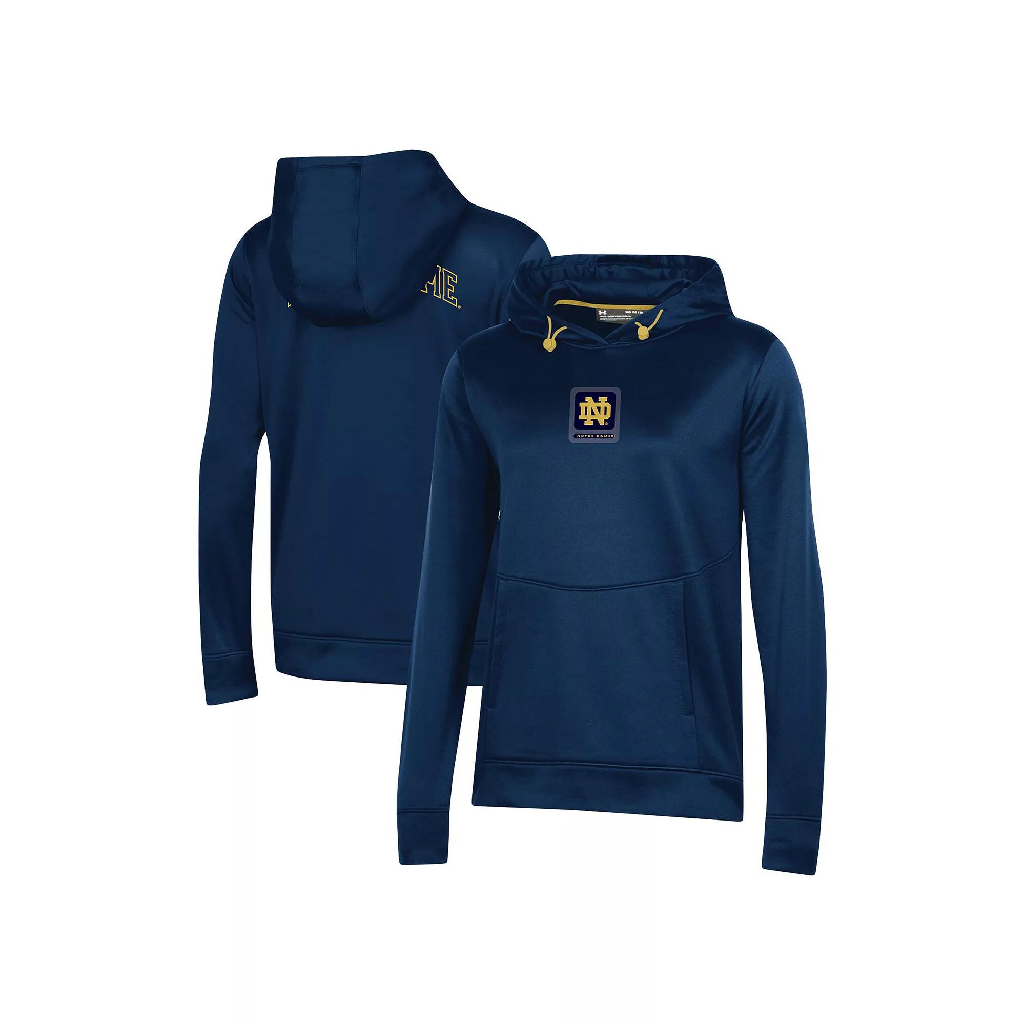 Women's Under Armour Navy Notre Dame Fighting Irish 2023 Sideline Performance Pullover Hoodie, Size: Small, Blue Product Image