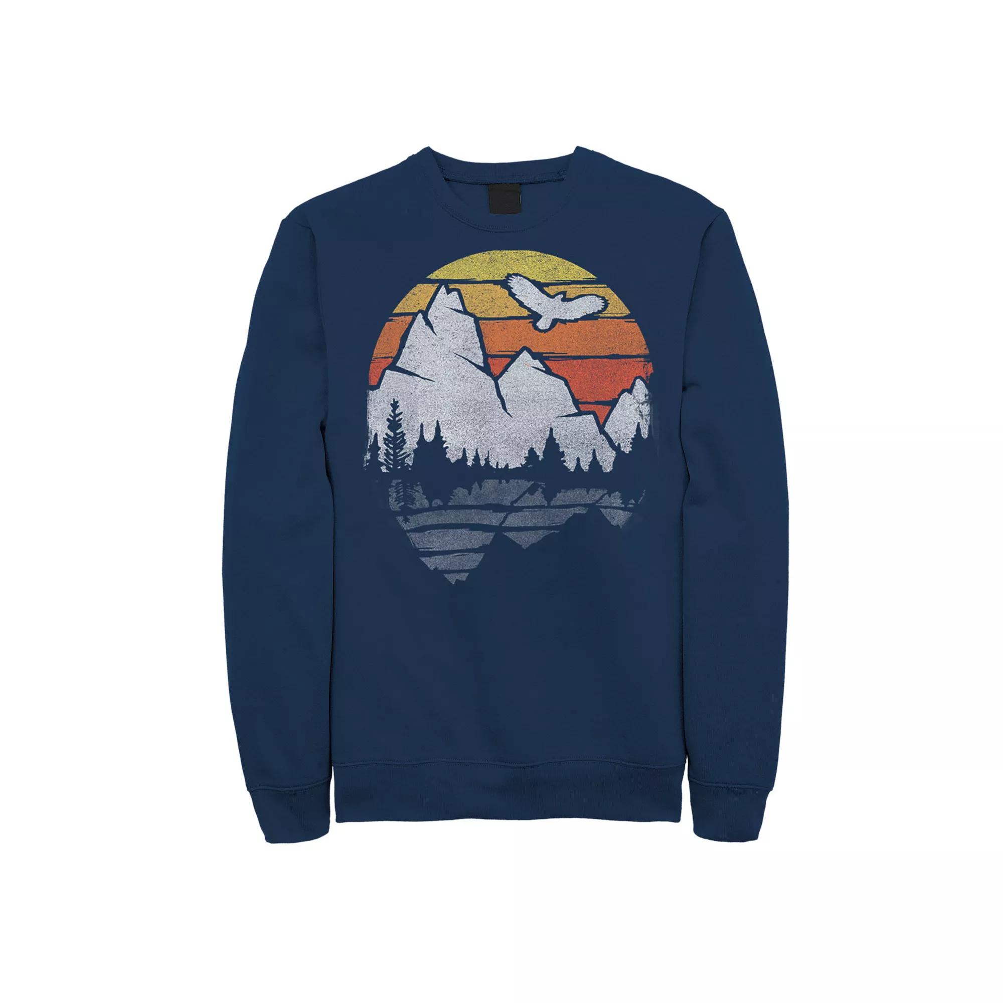 Men's Mountain Sunset Reflection Explore Outdoors Vintage Sweatshirt,  Product Image
