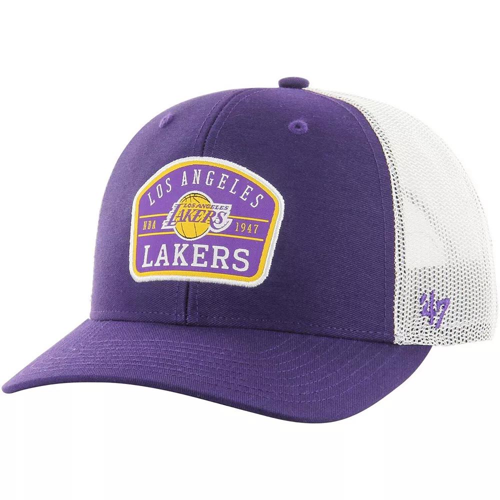 Men's '47 Purple Los Angeles Lakers Semi Patch Trucker Adjustable Hat Product Image
