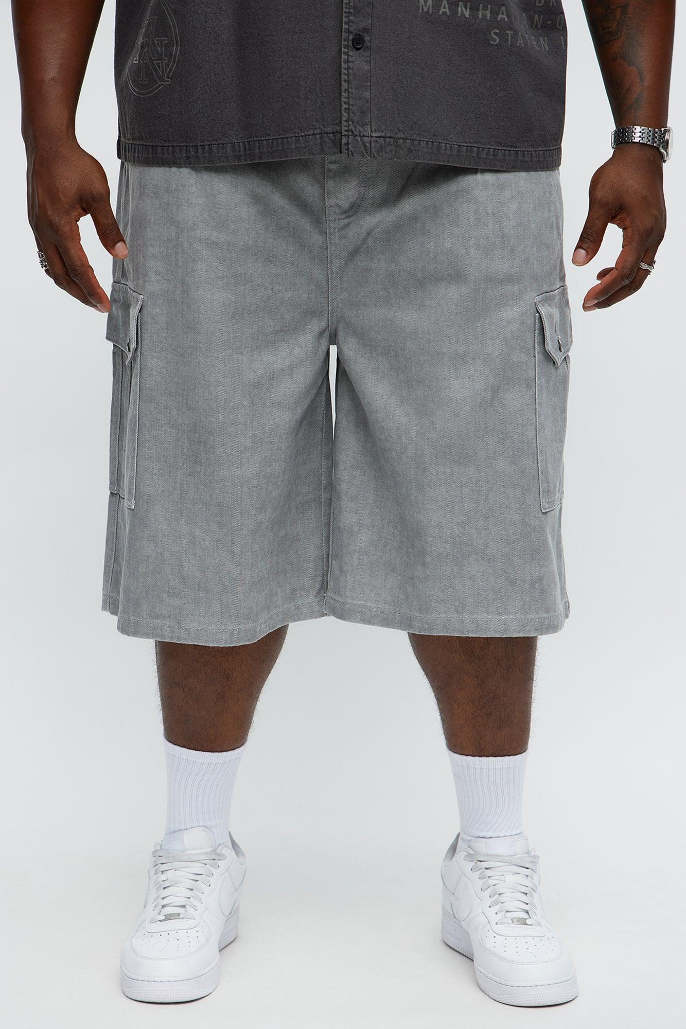 Long Cargo Relaxed Shorts - Grey Male Product Image