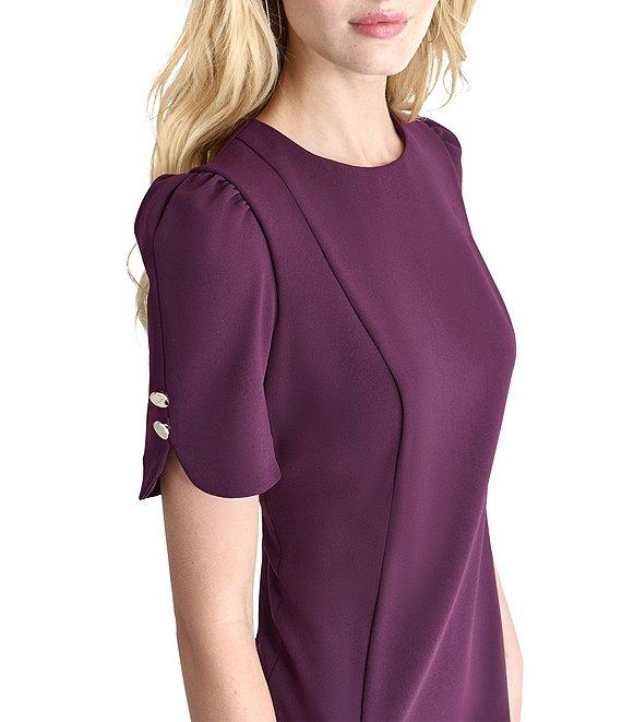 DKNY by Donna Karan Petite Size Short Button Sleeve Scuba Crepe Sheath Dress Product Image