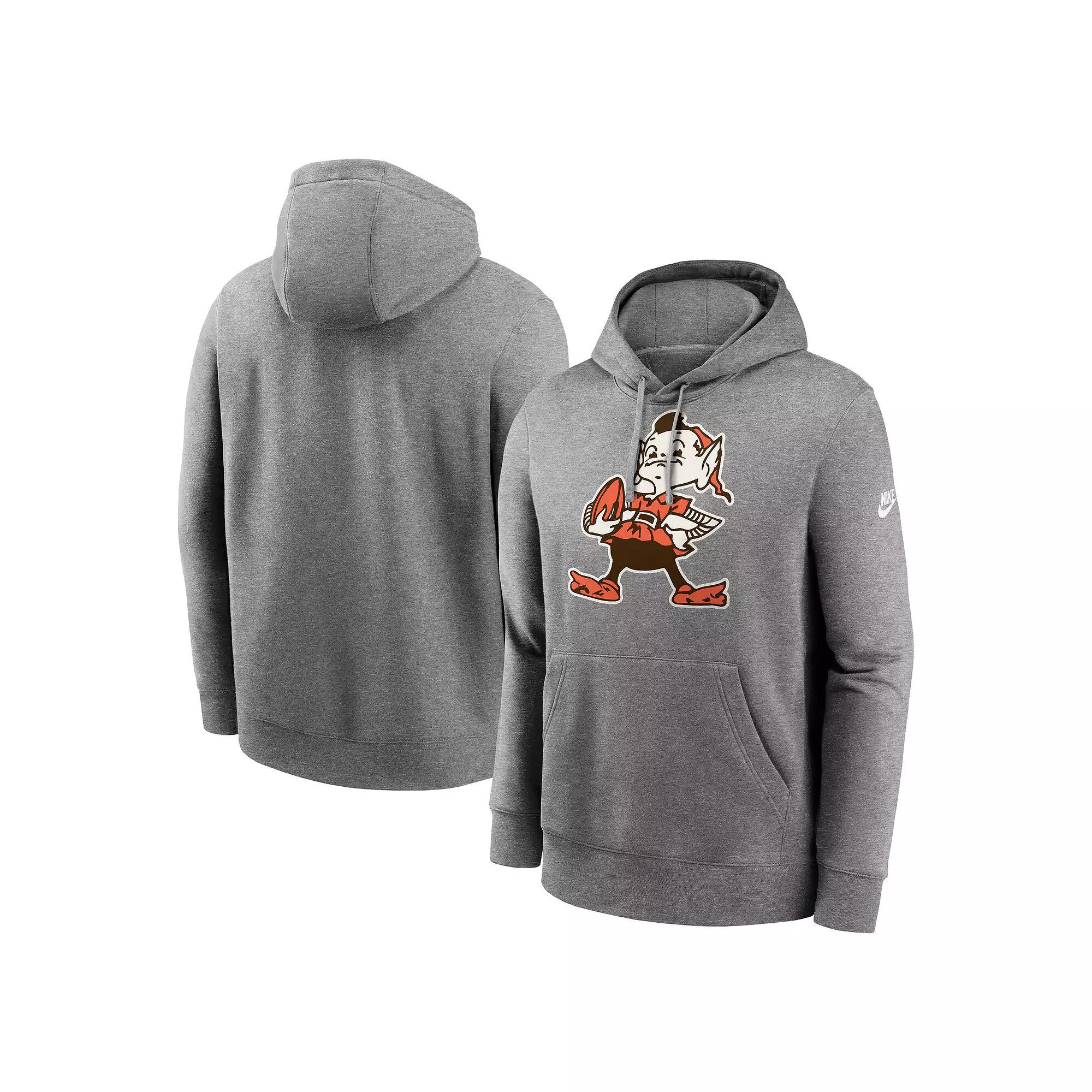 Men's Nike Heather Gray Cleveland Browns Rewind Club Logo Pullover Hoodie,  Product Image