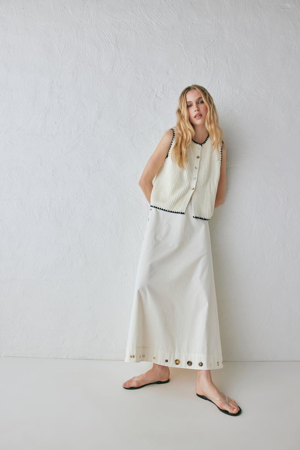 Alek Midi Skirt Cream Product Image
