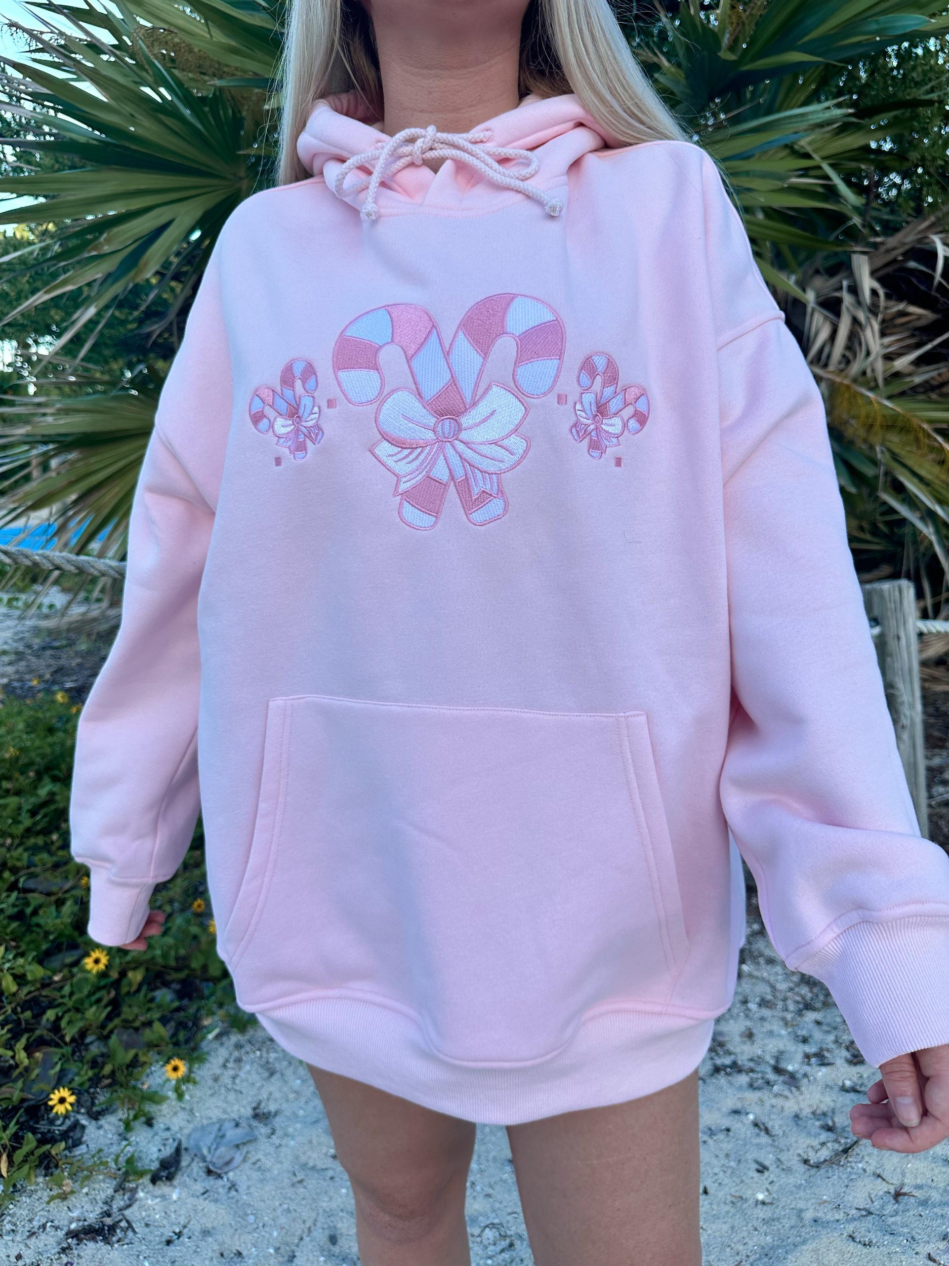 Light Pink Candy Cane Wonderland Hoodie Product Image