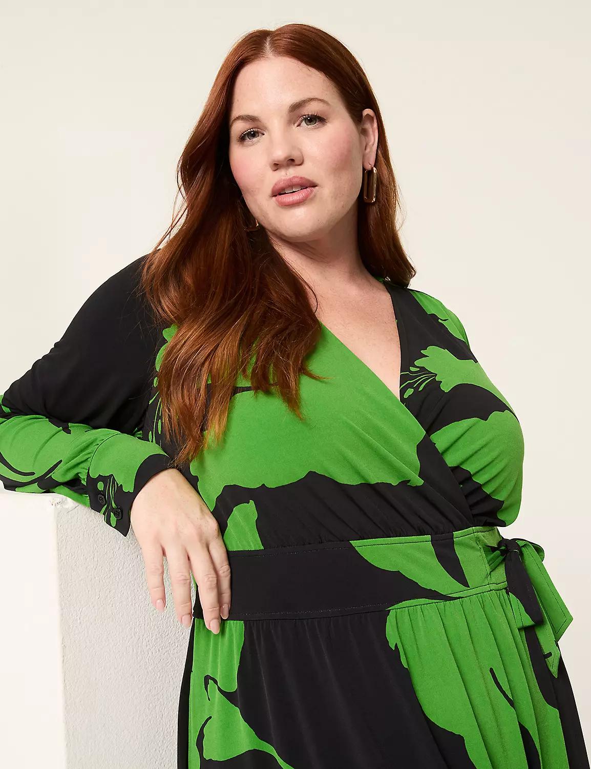 Faux-Wrap Wide-Waistband Jersey Midi Dress Product Image