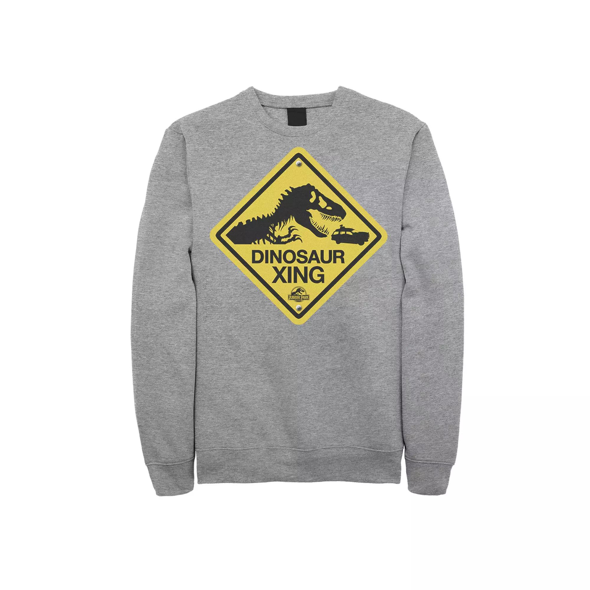 Men's Jurassic Park Dinosaur Crossing Yellow Sign Sweatshirt,  Product Image