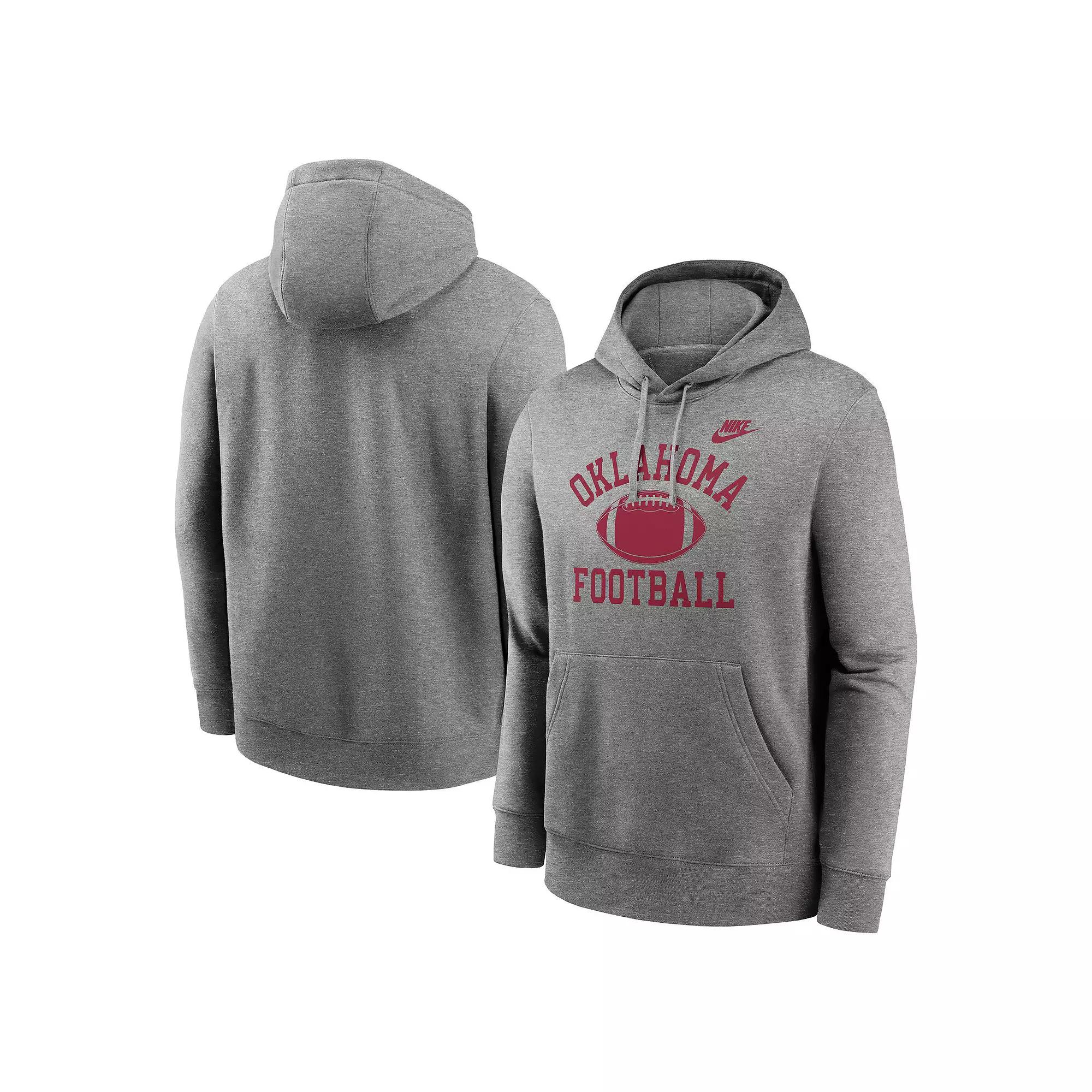 Men's Nike Heather Gray Oklahoma Sooners Legacy Football Icon Club Fleece Pullover Hoodie,  Product Image