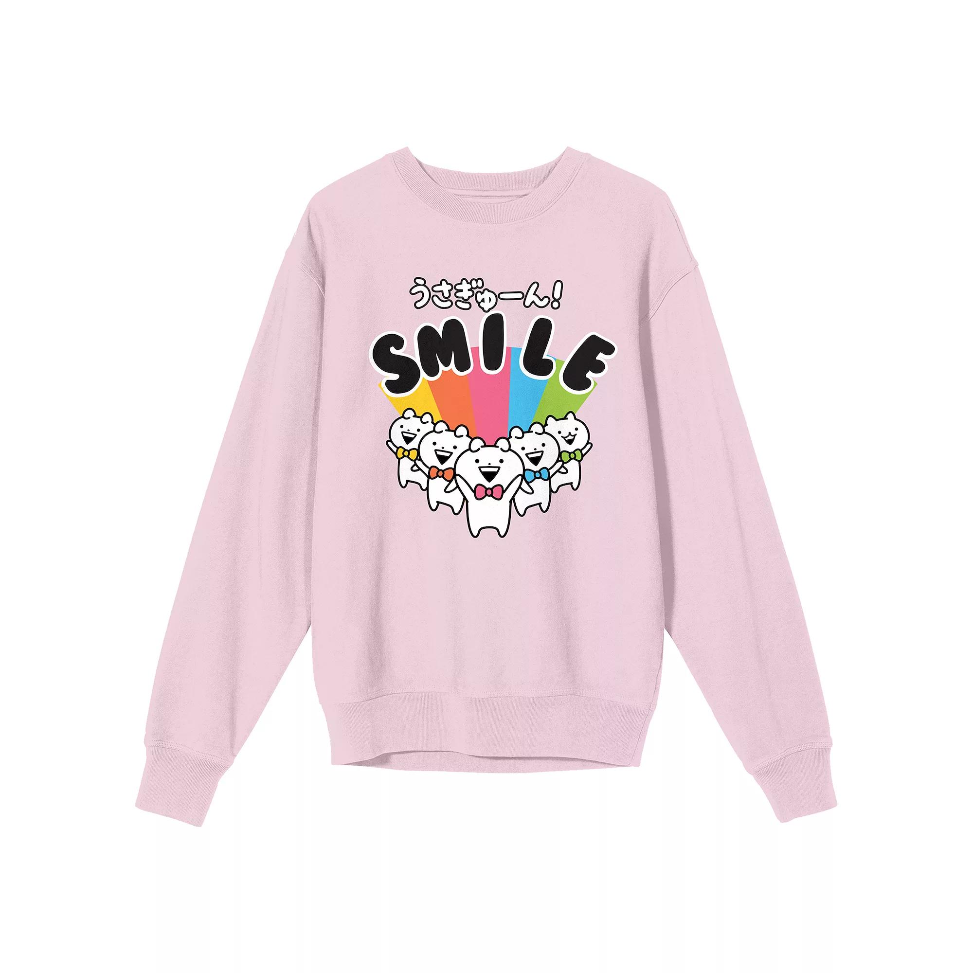 Juniors' Usagyuun Smile Graphic Sweatshirt, Women's, Size: Large, Pink Product Image