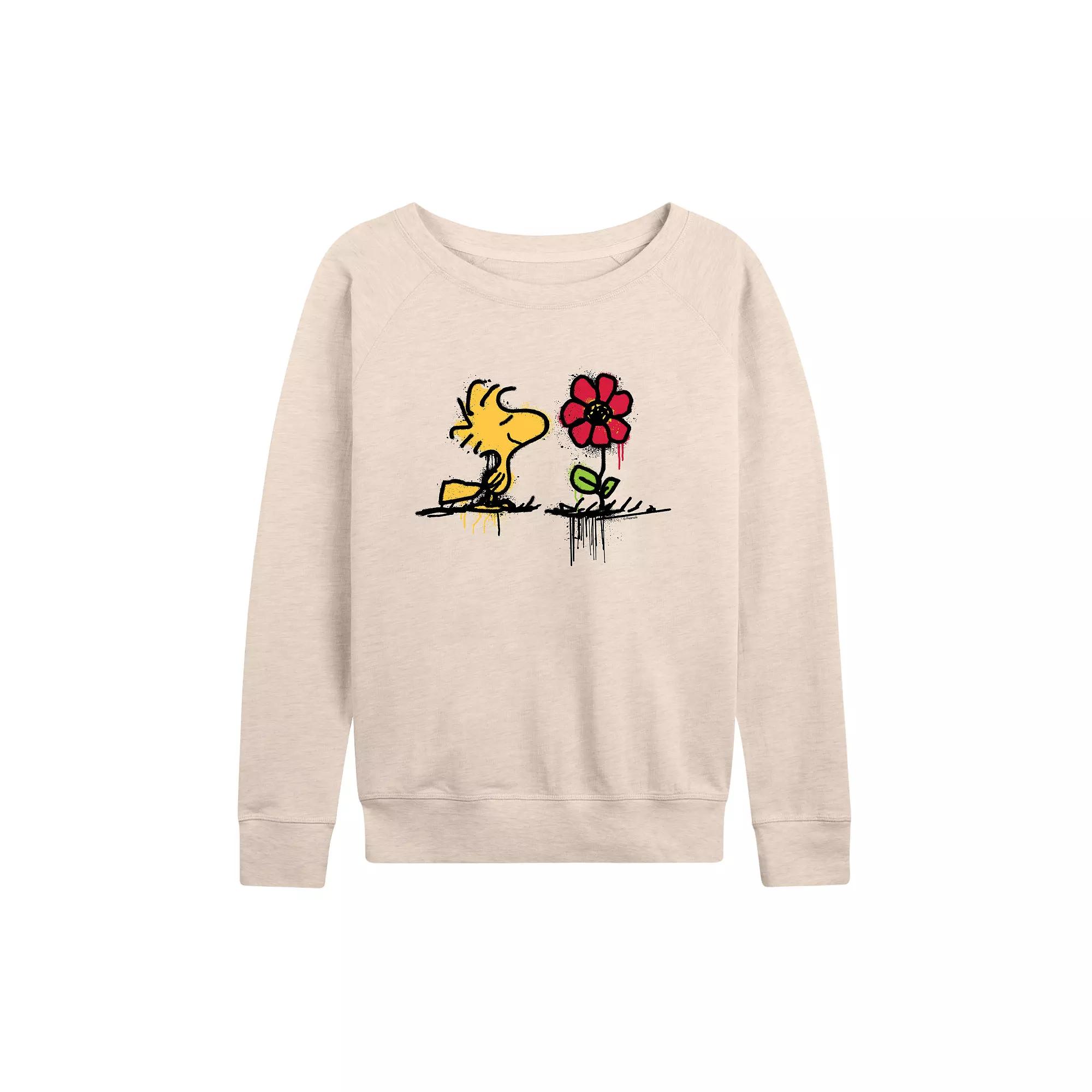Women's Peanuts Woodstock Rose French Terry Long Sleeve Tee, Girl's,  Product Image