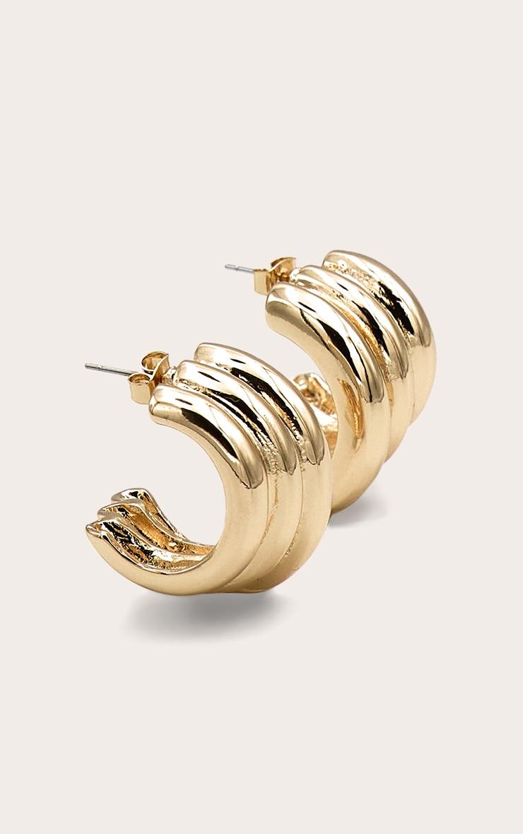 Gold Ribbed Oversized Statement Earrings Product Image