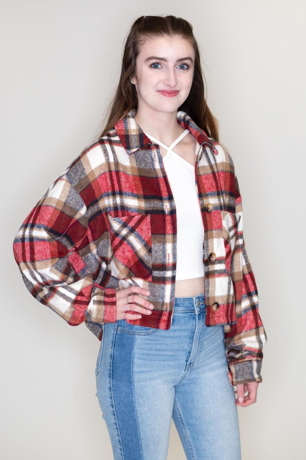 Cropped Plaid Jacket Product Image