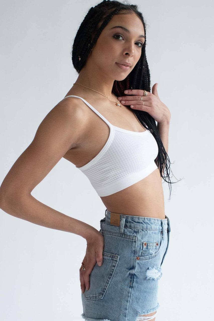 White Waffle Seamless Bralette Product Image