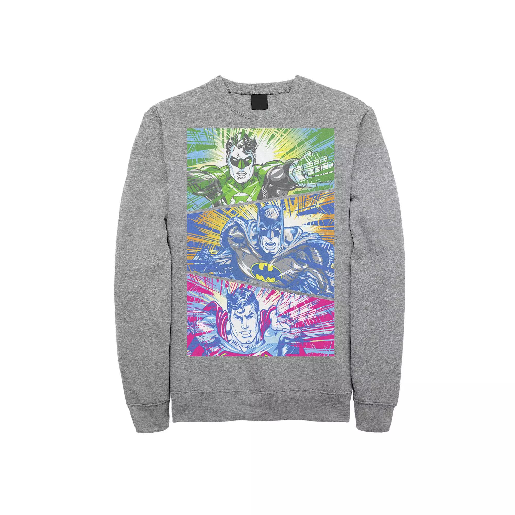 Men's DC Comics Green Lanturn Batman Superman Panels Sweatshirt,  Product Image
