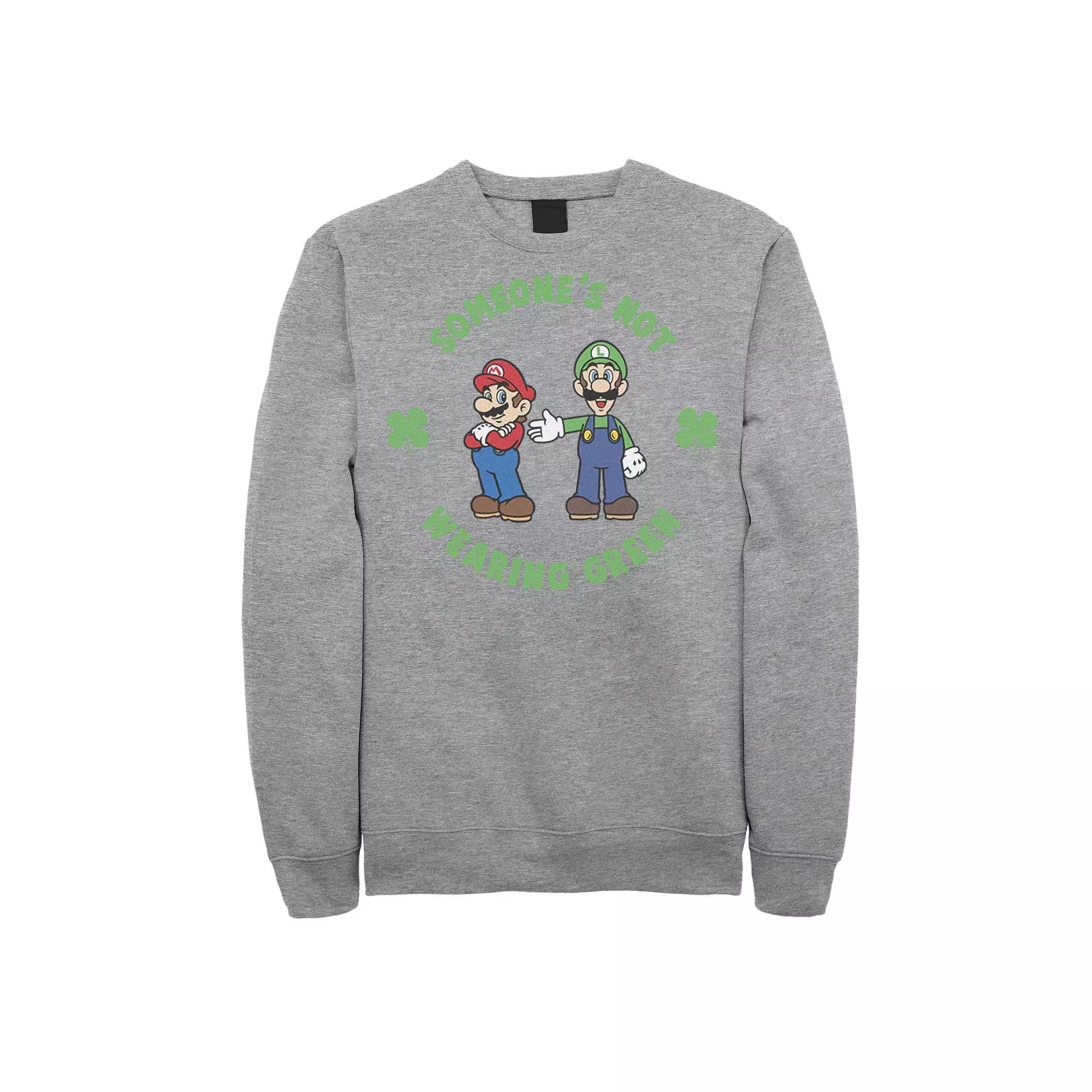 Men's Nintendo Super Mario Bros. St. Patrick's Day "Someone's Not Wearing Green" Fleece Sweatshirt,  Product Image