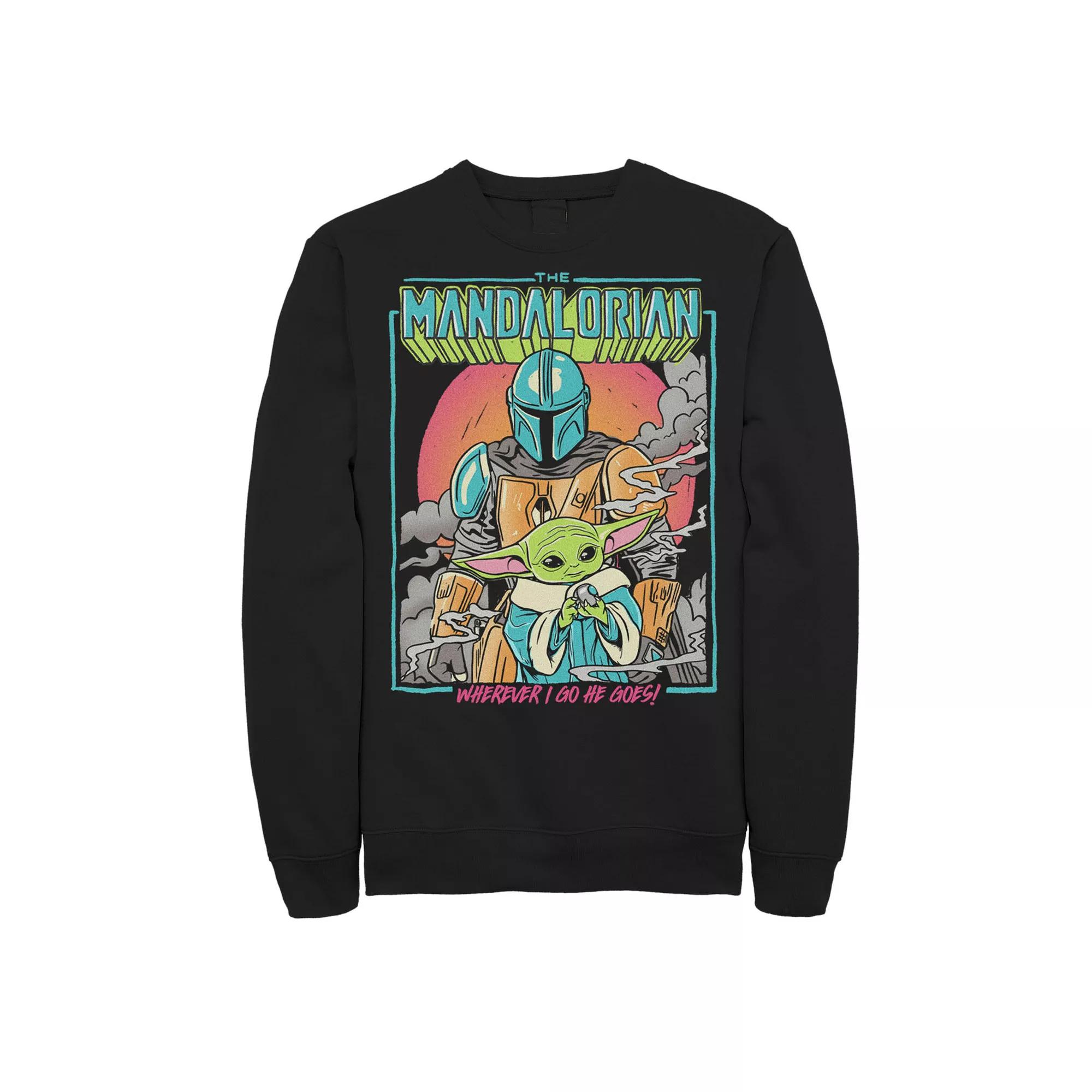 Men's Star Wars The Mandalorian Wherever I Go He Goes Graphic Fleece Sweatshirt,  Product Image