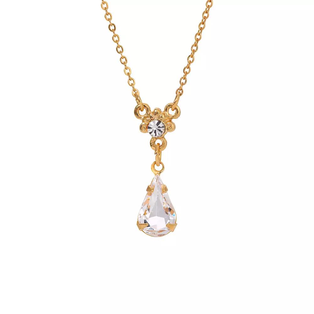 1928 Gold Tone Teardrop Crystal Necklace, Womens Product Image