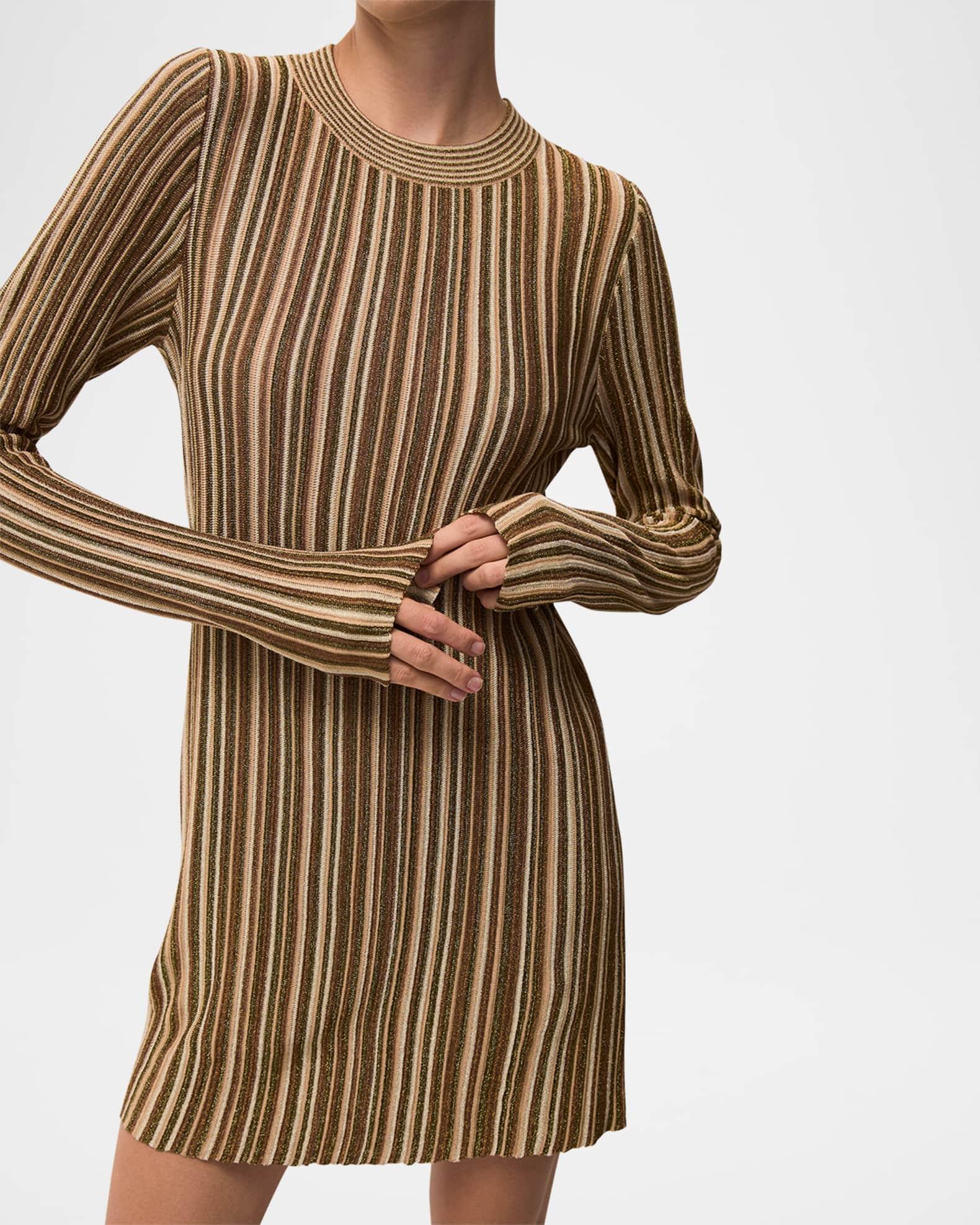 Jane Stripe Long-Sleeve Mini Dress Product Image