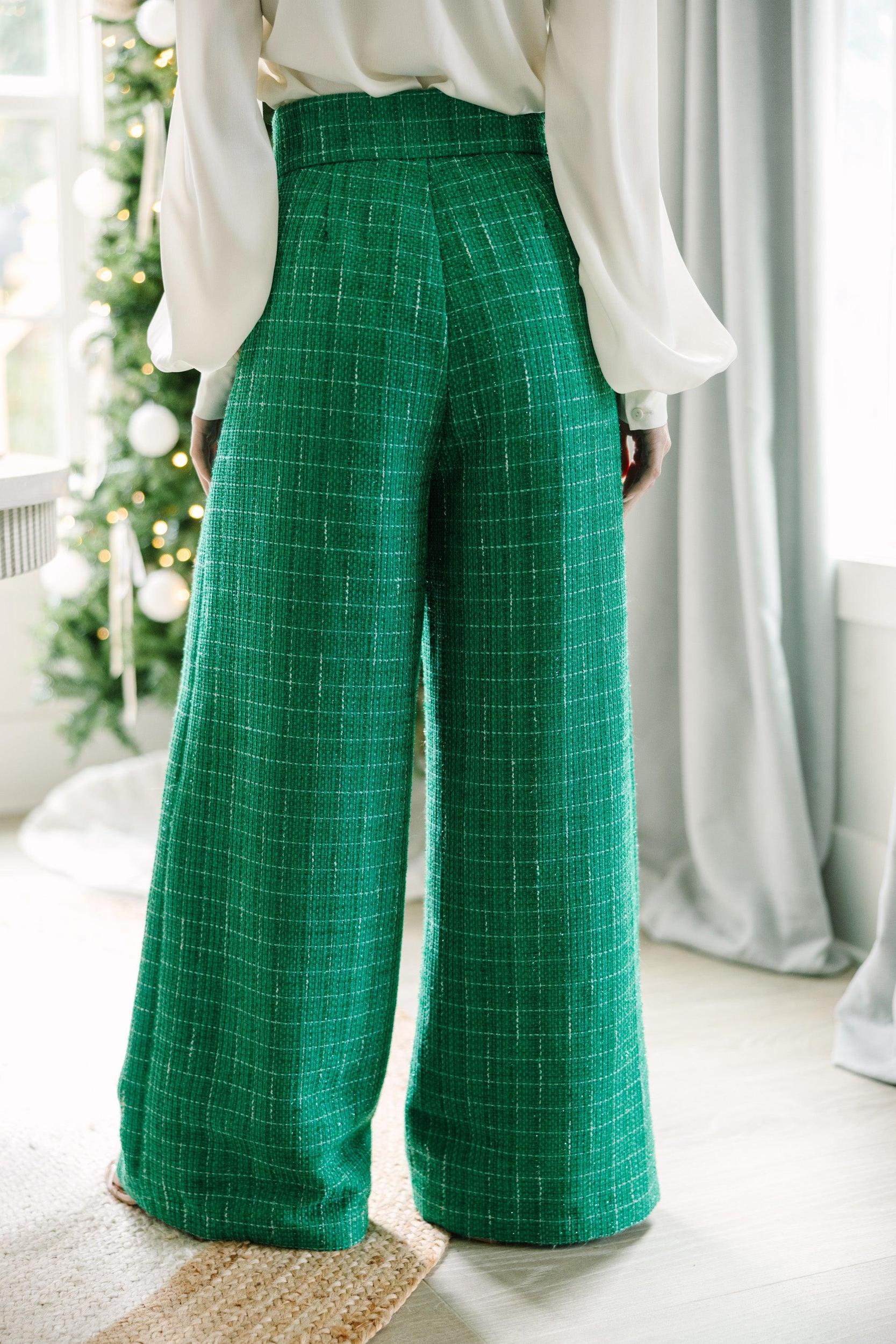 All The Best Green Tweed Pants Female Product Image