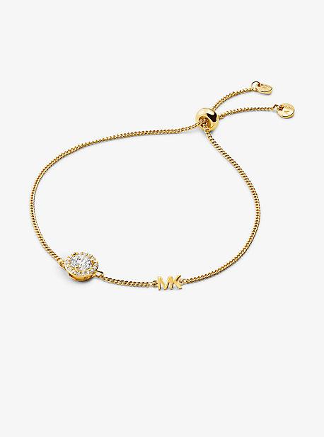 Precious Metal-Plated Sterling Pavé Halo Slider Bracelet Product Image