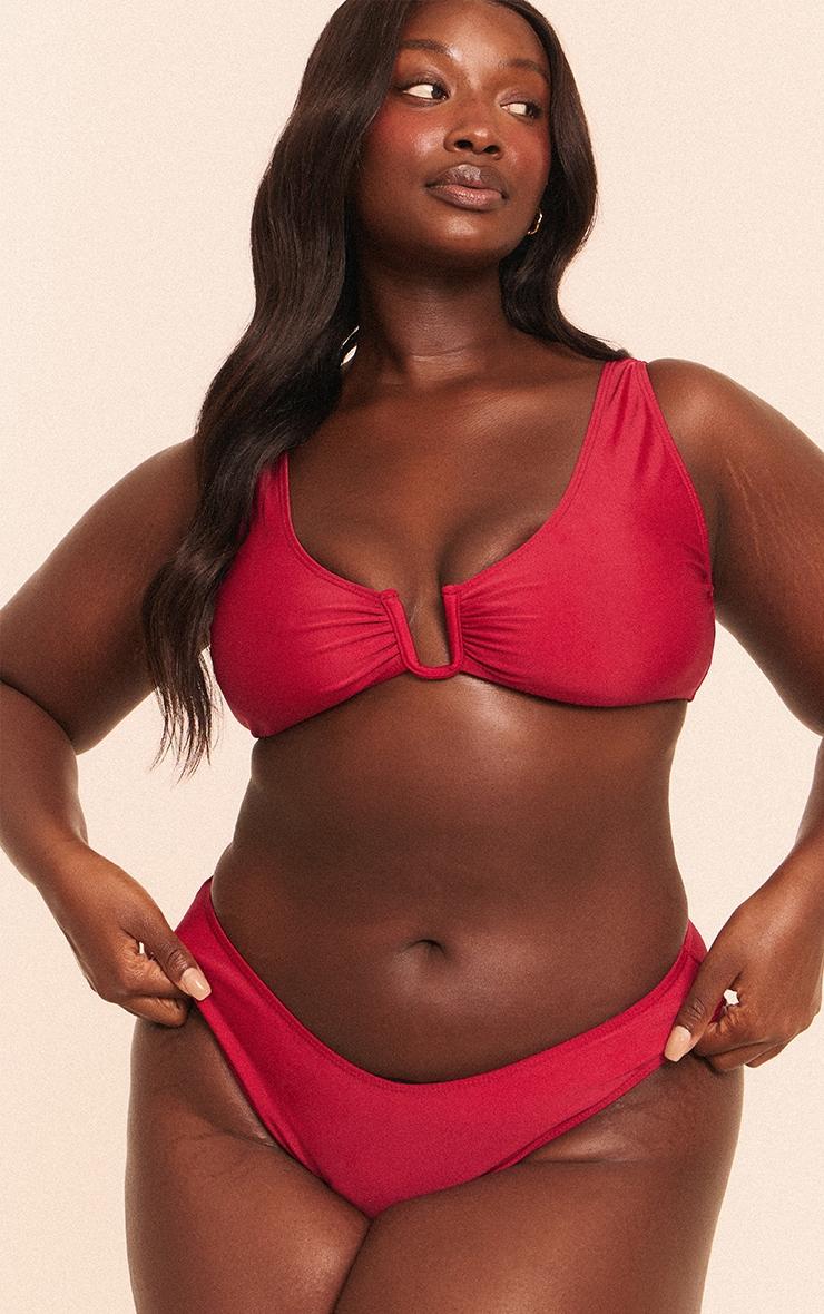 Plus Burgundy Tanga Bikini Bottoms Product Image