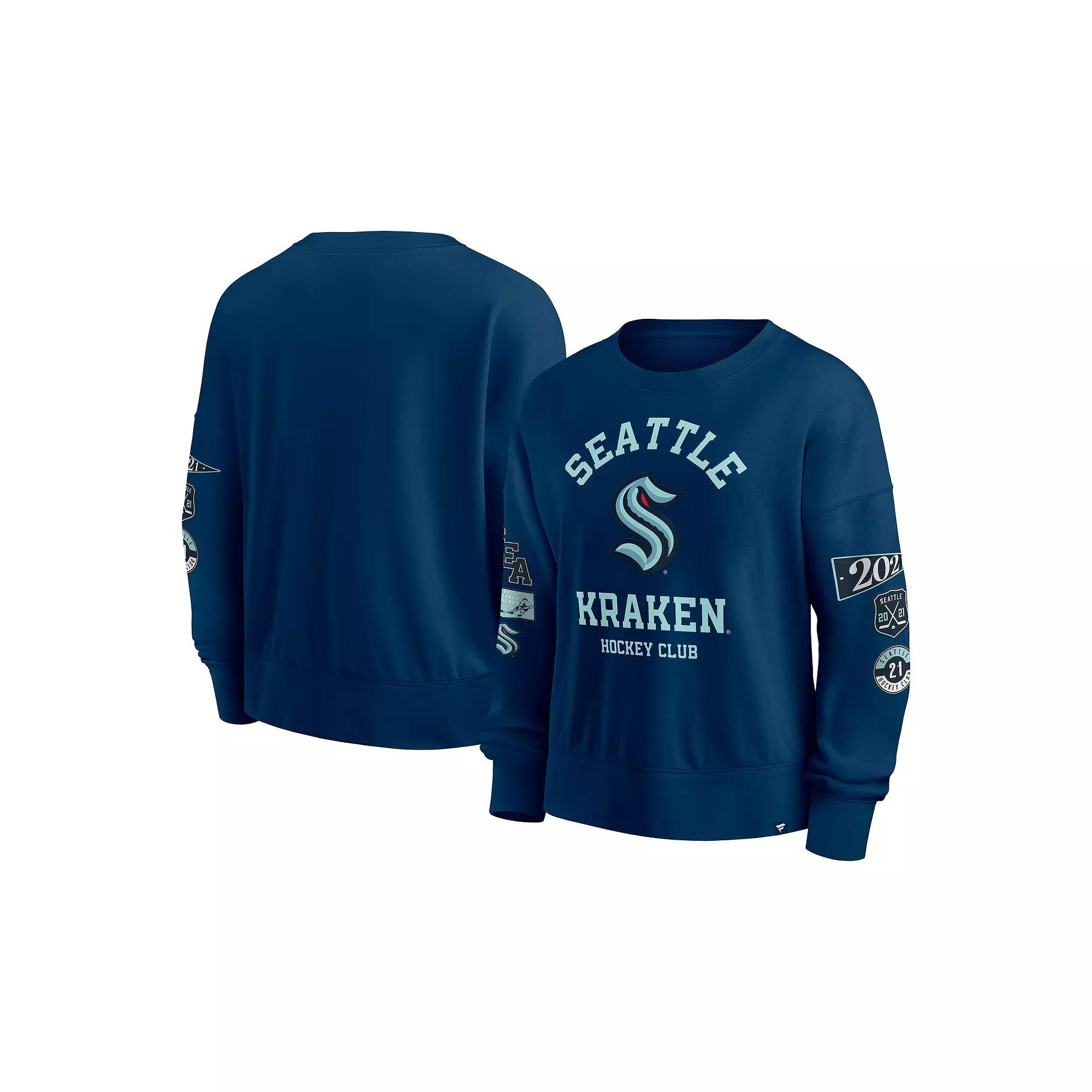Women's Fanatics Deep Sea Blue Seattle Kraken Go Team Pullover Sweatshirt,  Product Image