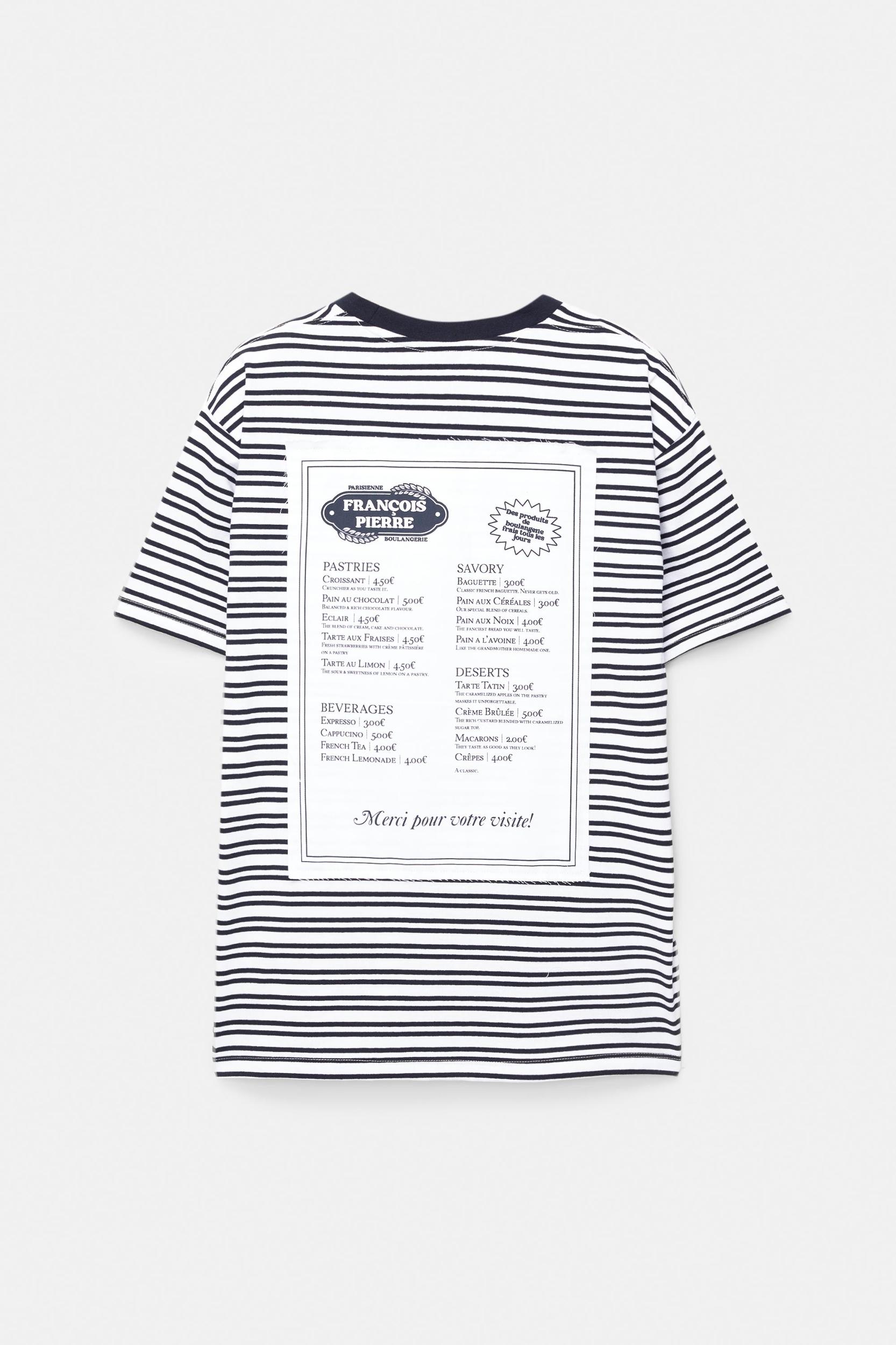 Paris menu striped T-shirt Product Image