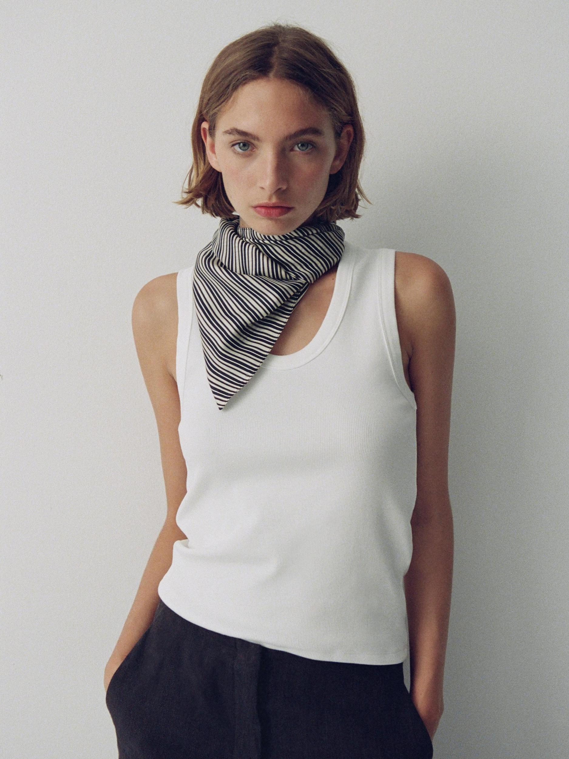100% silk striped scarf Product Image