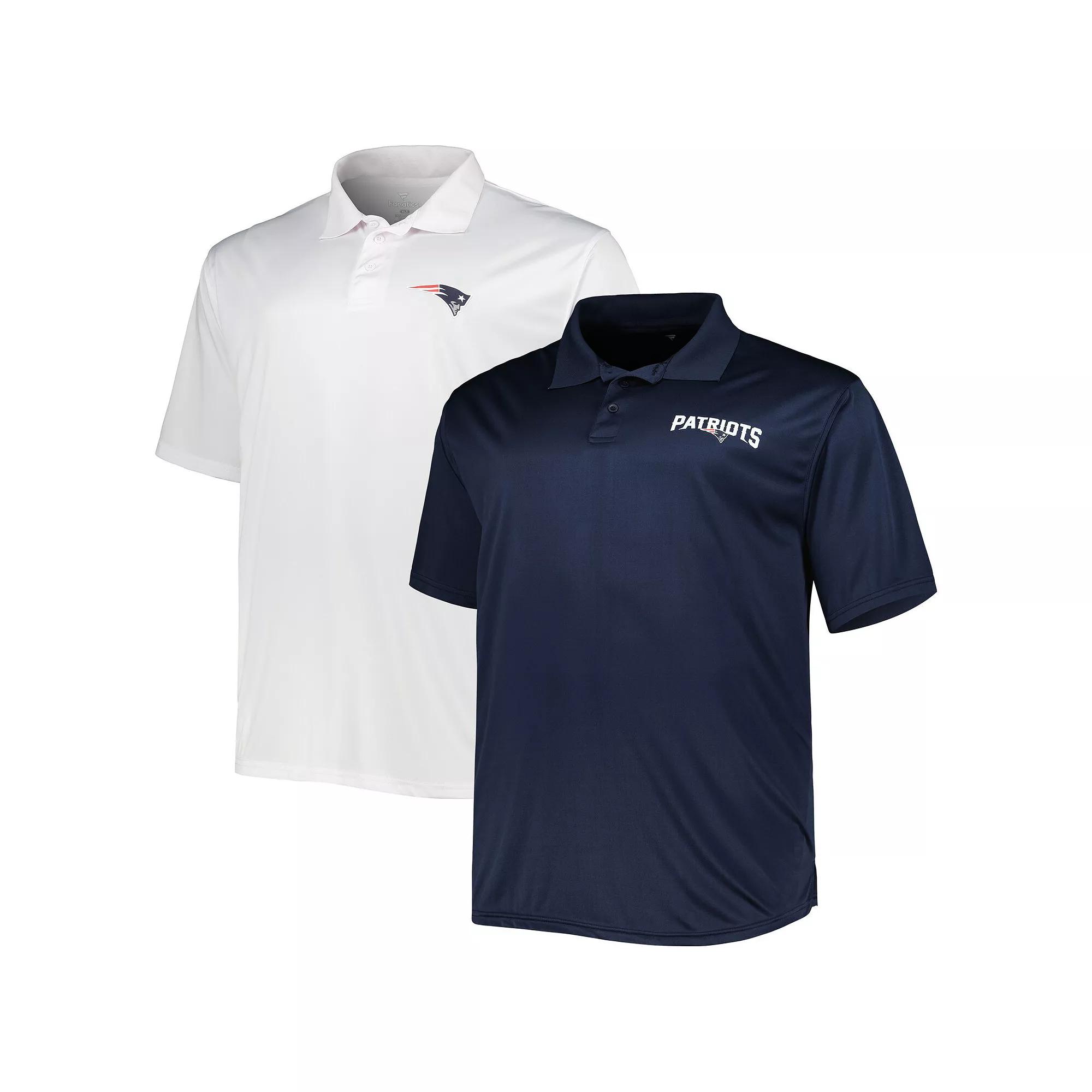 Men's Fanatics Branded Navy/White New England Patriots Solid Two-Pack Polo Set,  Product Image