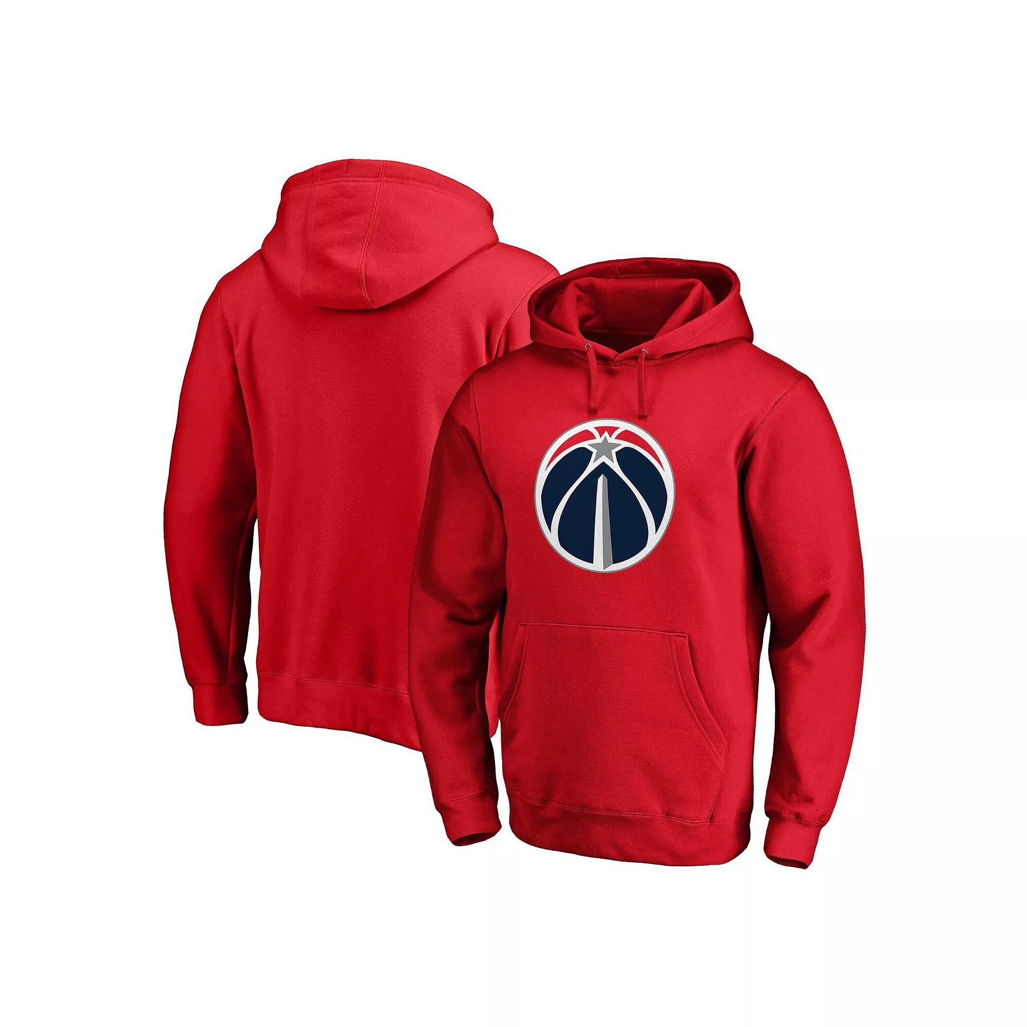 Men's Fanatics Branded Red Washington Wizards Icon Primary Logo Fitted Pullover Hoodie,  Product Image