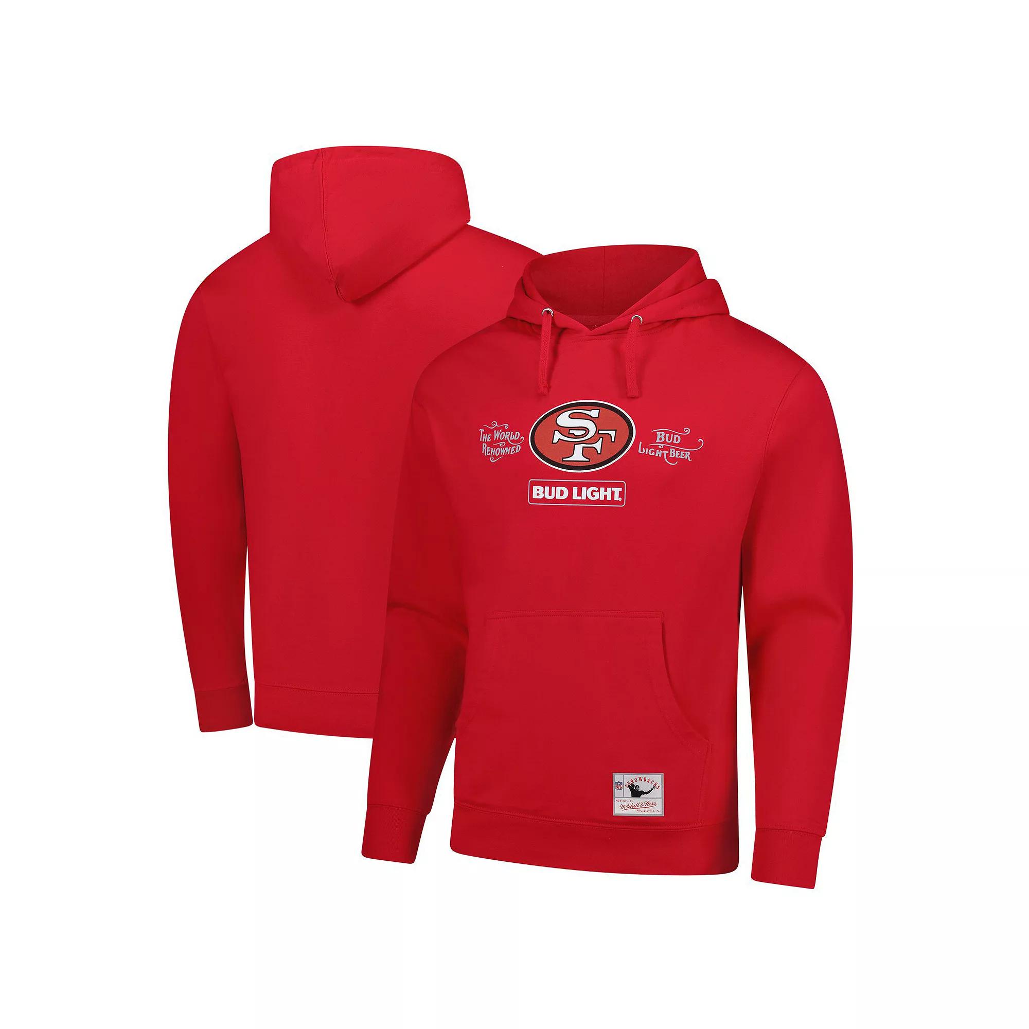 Men's Mitchell & Ness Scarlet San Francisco 49ers NFL x Bud Light Vintage Pullover Hoodie,  Product Image