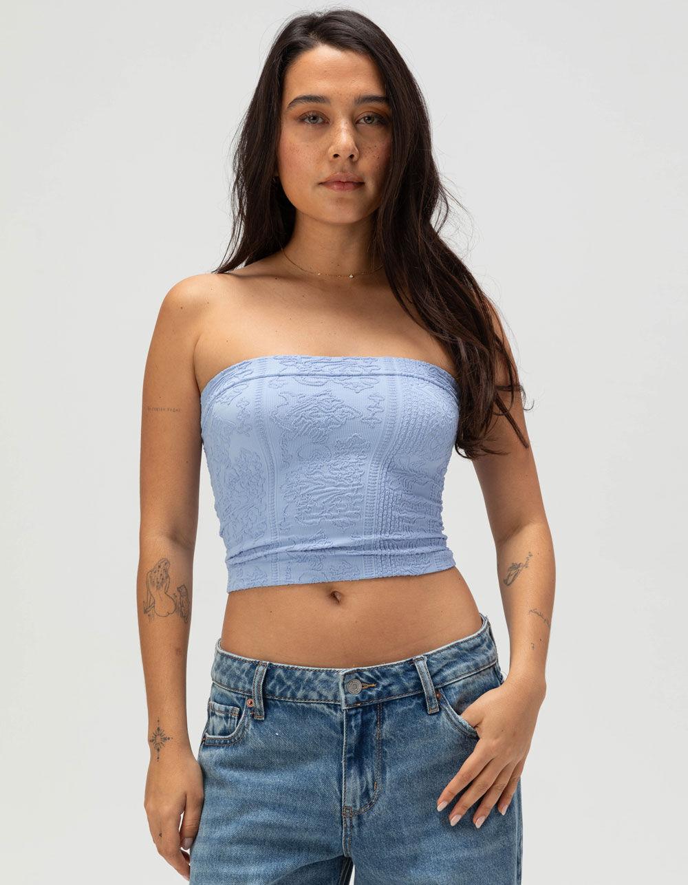 FULL TILT Tapestry Texture Womens Tube Top - BLUE Product Image