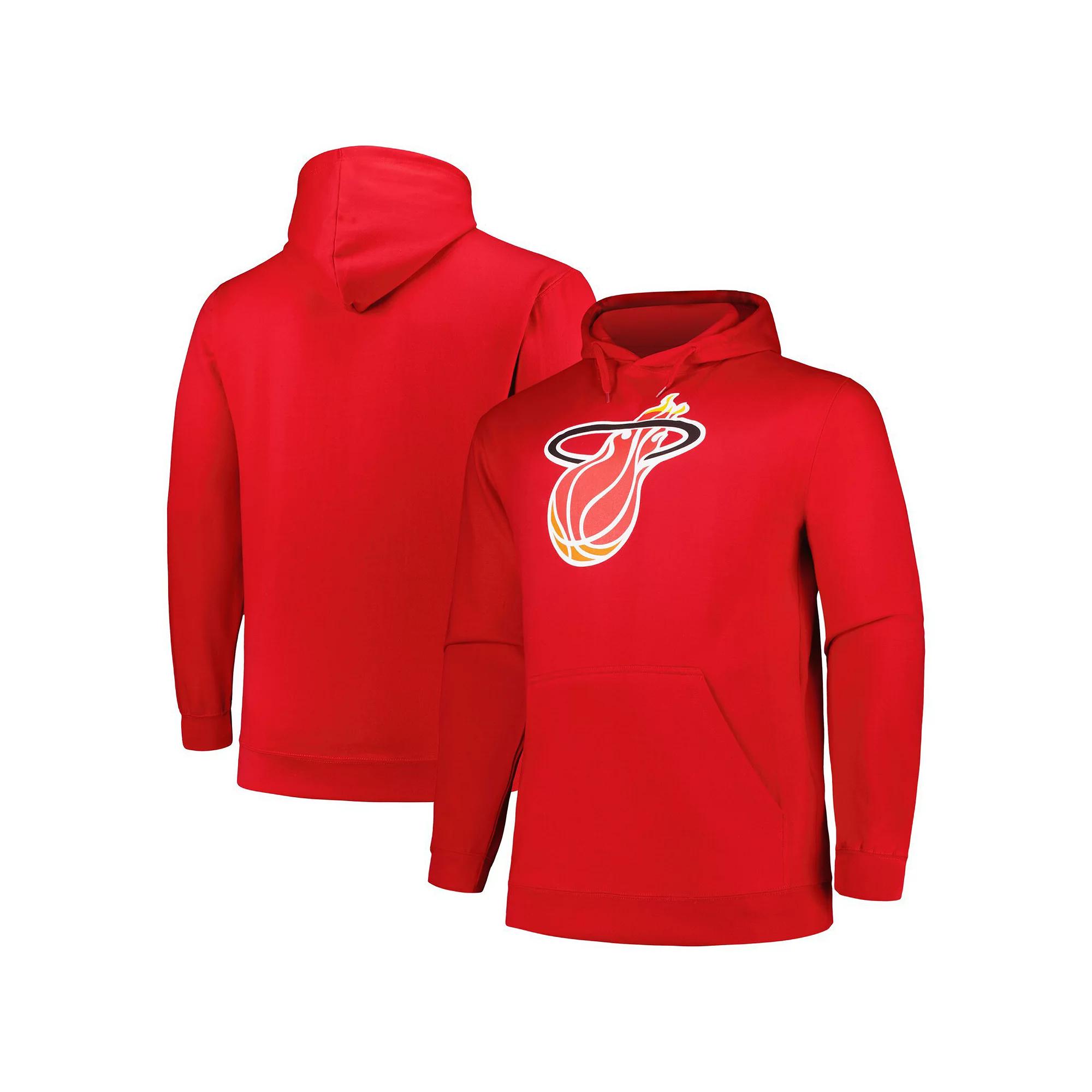 Men's Mitchell & Ness Red Miami Heat Hardwood Classics Big & Tall Pullover Hoodie,  Product Image