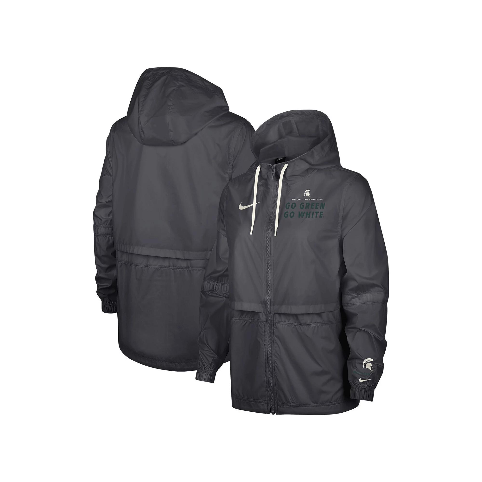 Women's Nike Anthracite Michigan State Spartans 2-Hit Windrunner Performance Full-Zip Jacket, Size: XS, Grey Product Image