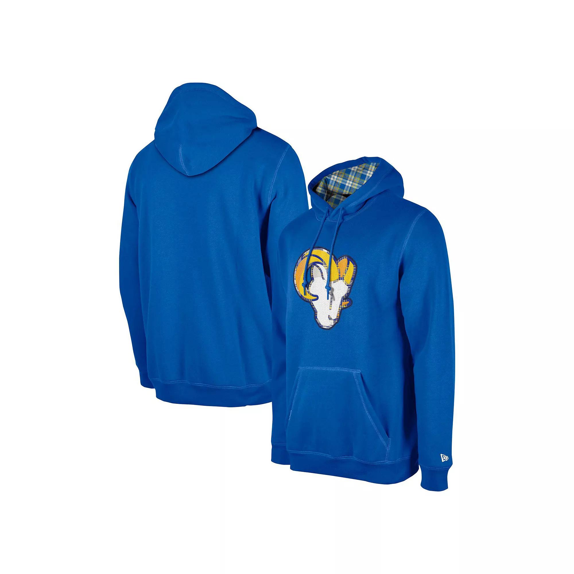 Men's New Era Royal Los Angeles Rams 3rd Down Plaid Pullover Hoodie,  Product Image