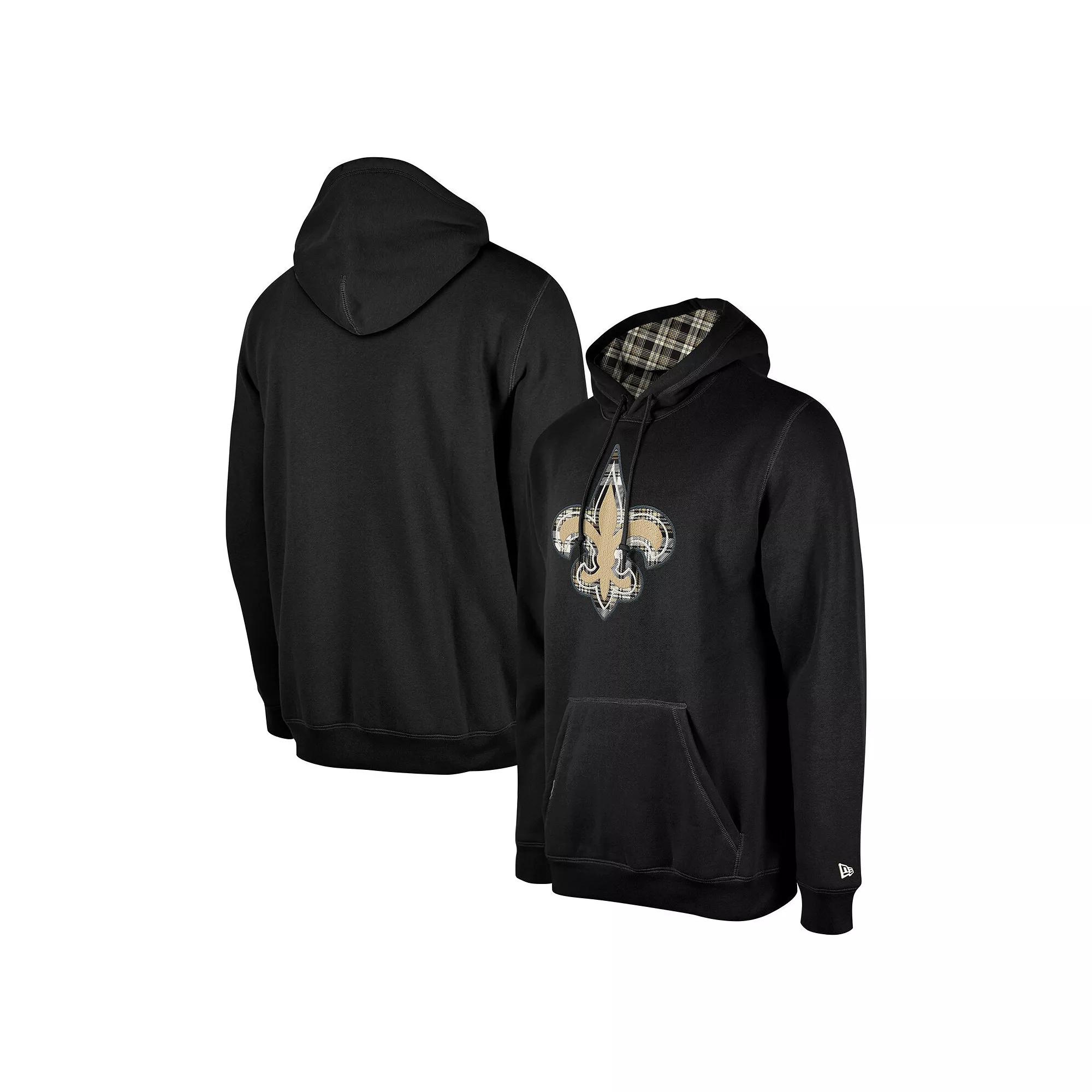 Men's New Era Black New Orleans Saints 3rd Down Plaid Pullover Hoodie,  Product Image