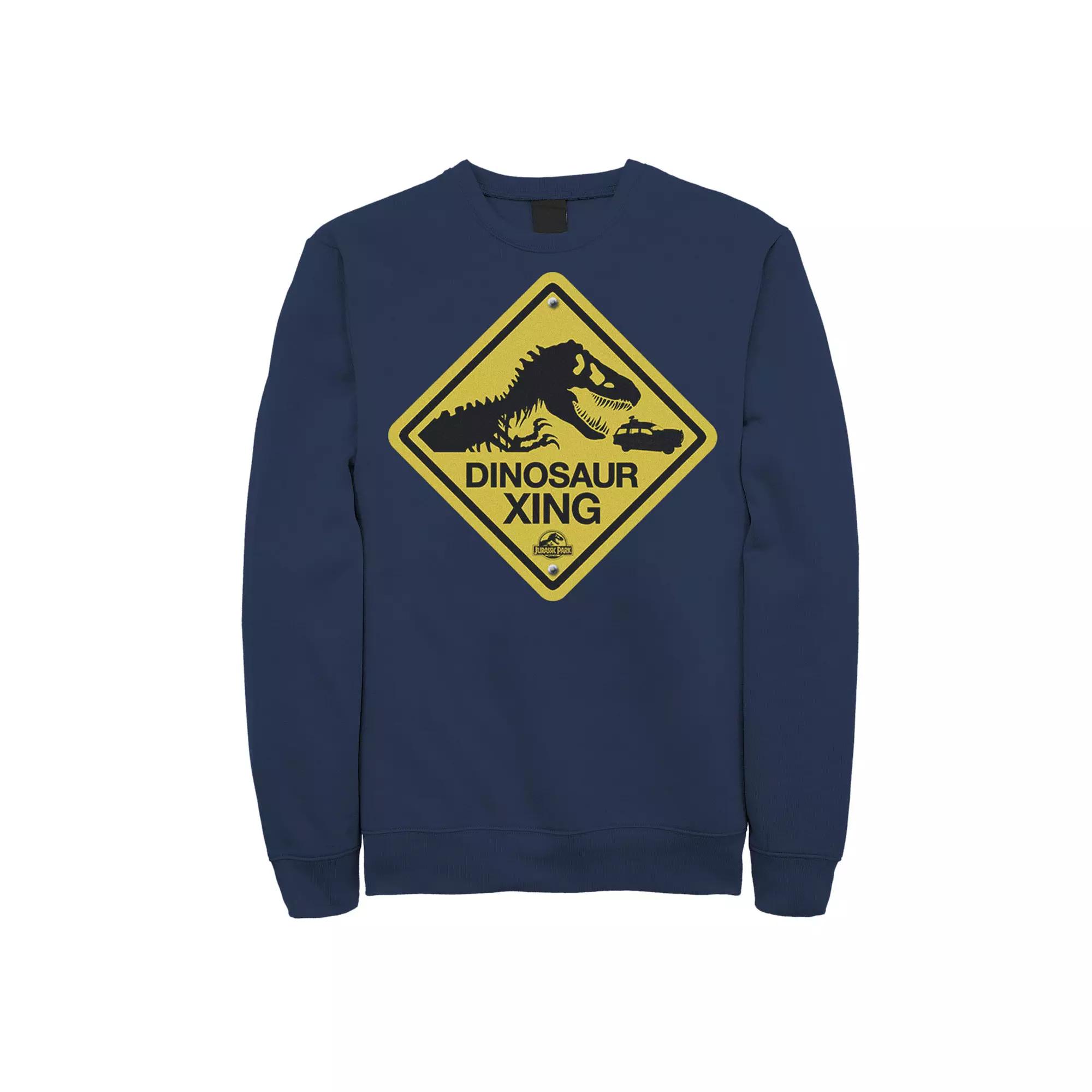Men's Jurassic Park Dinosaur Crossing Yellow Sign Sweatshirt,  Product Image