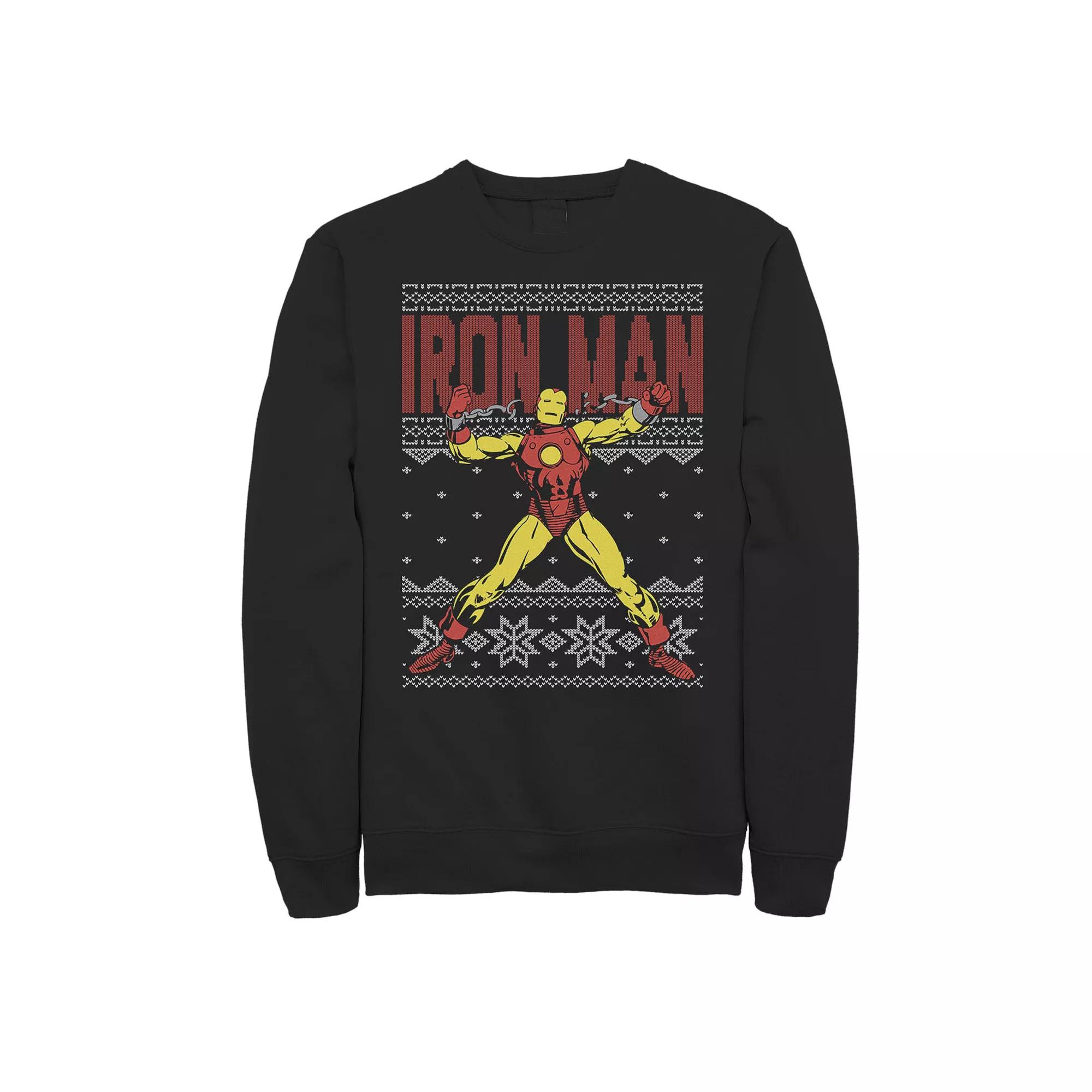 Men's Marvel Iron Man Ugly Christmas Sweater Fleece,  Product Image