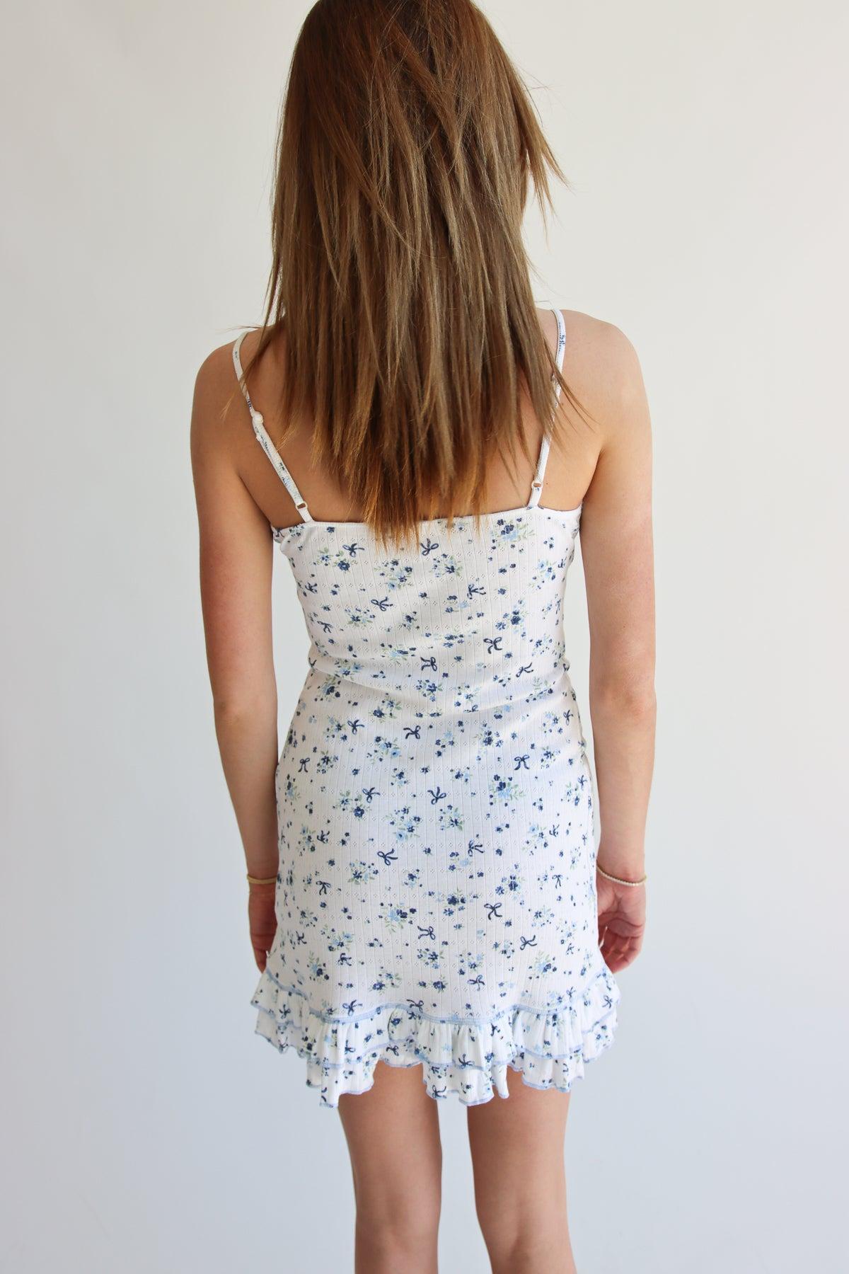 Pointelle Lace Trim Floral Dress Product Image