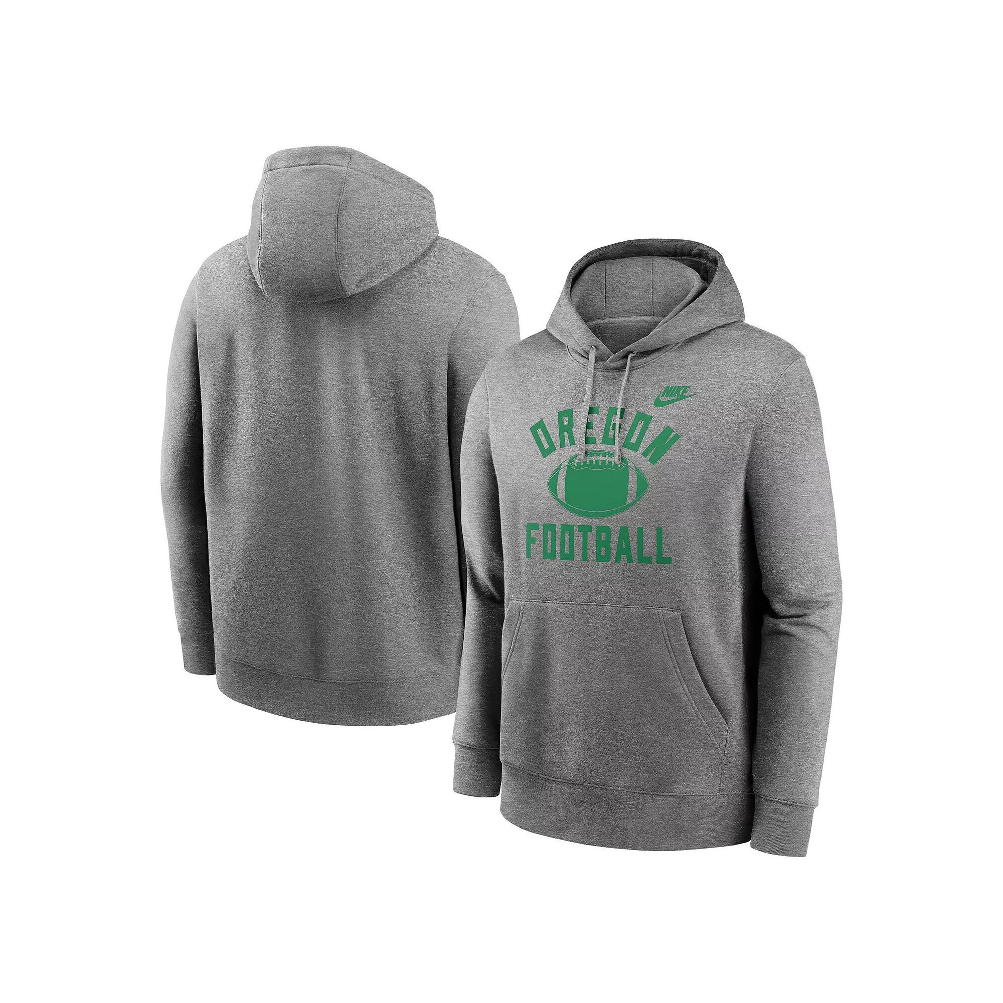 Men's Nike Heather Gray Oregon Ducks Legacy Football Icon Club Fleece Pullover Hoodie,  Product Image