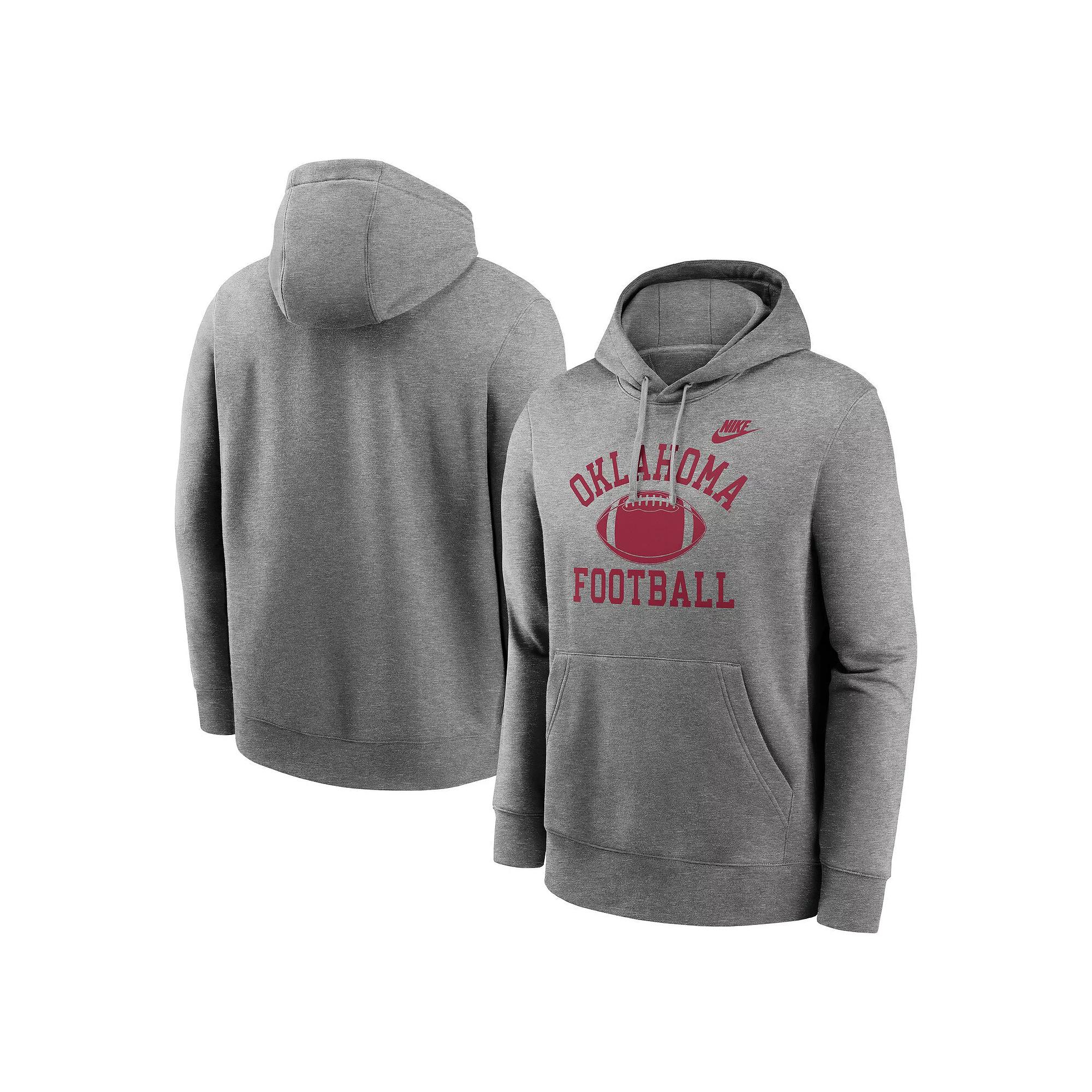 Men's Nike Heather Gray Oklahoma Sooners Legacy Football Icon Club Fleece Pullover Hoodie,  Product Image
