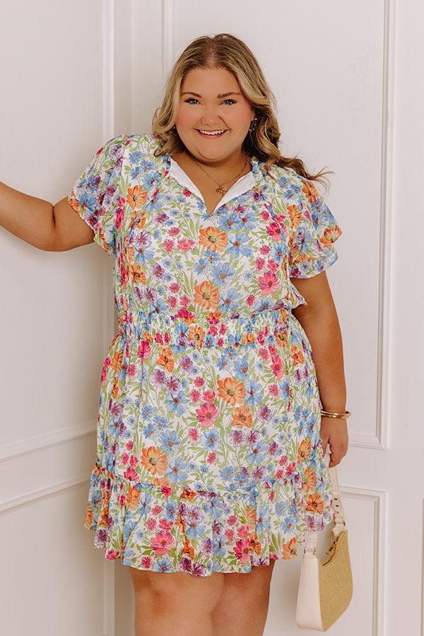 Pure Heart Floral Mini Dress in Blue Curves Product Image