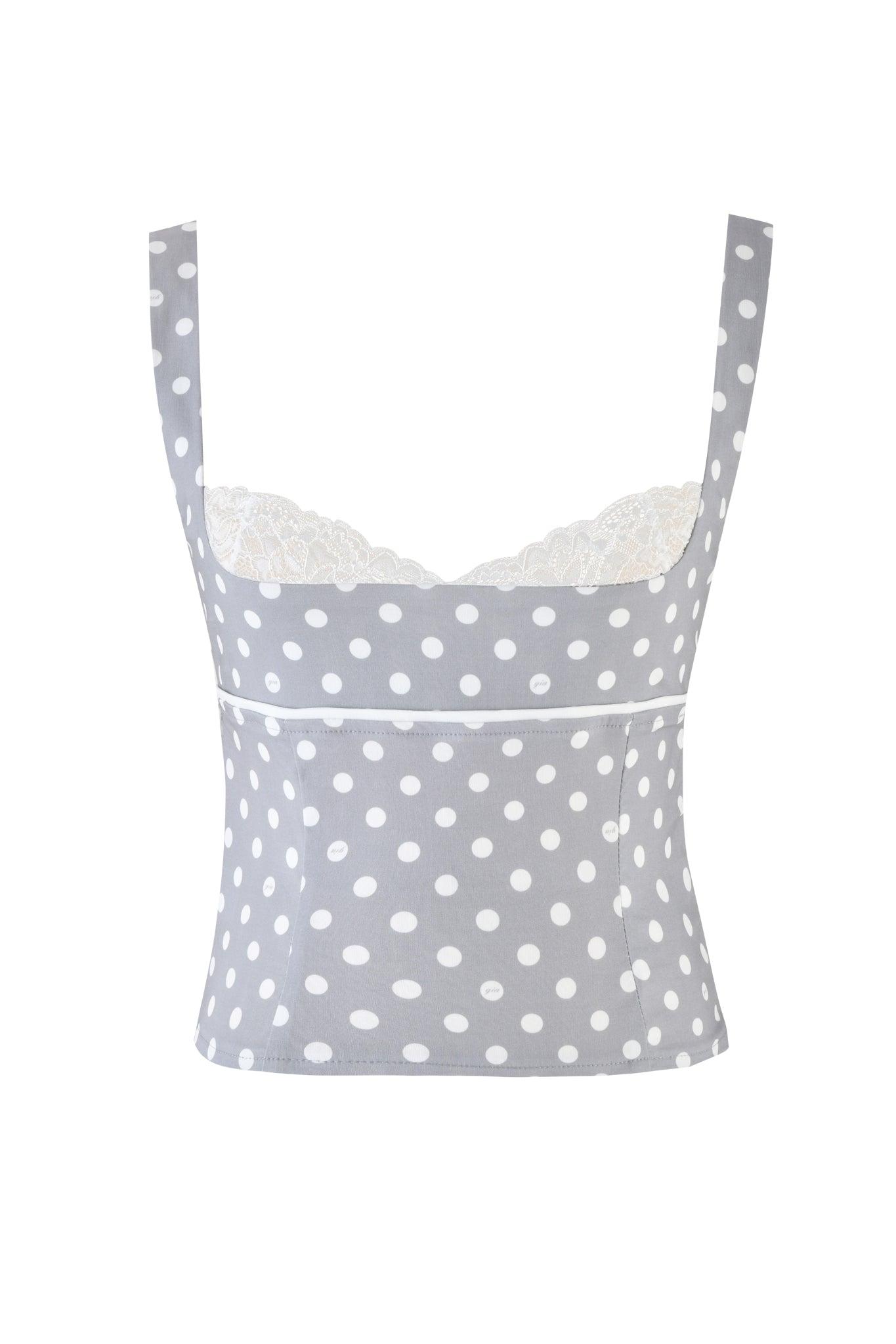 MELDA TOP - GREY : GREY POLKA DOT Product Image