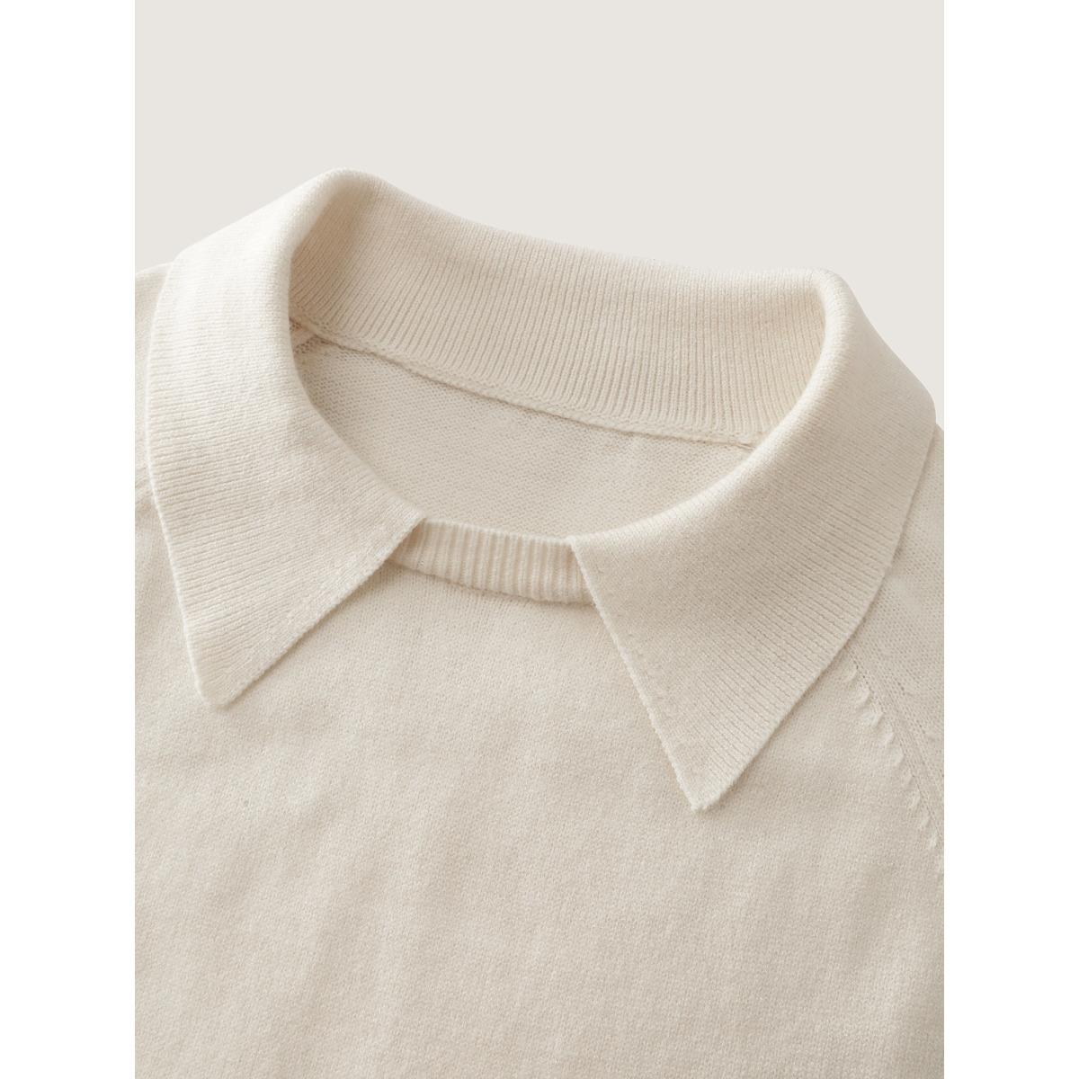 Plus Size 2 In 1 Shirt Collar Relaxed Fit Pullover Ivory Women Leisure Loose Long Sleeve Round Neck Casual Pullovers BloomChic 10/M Product Image